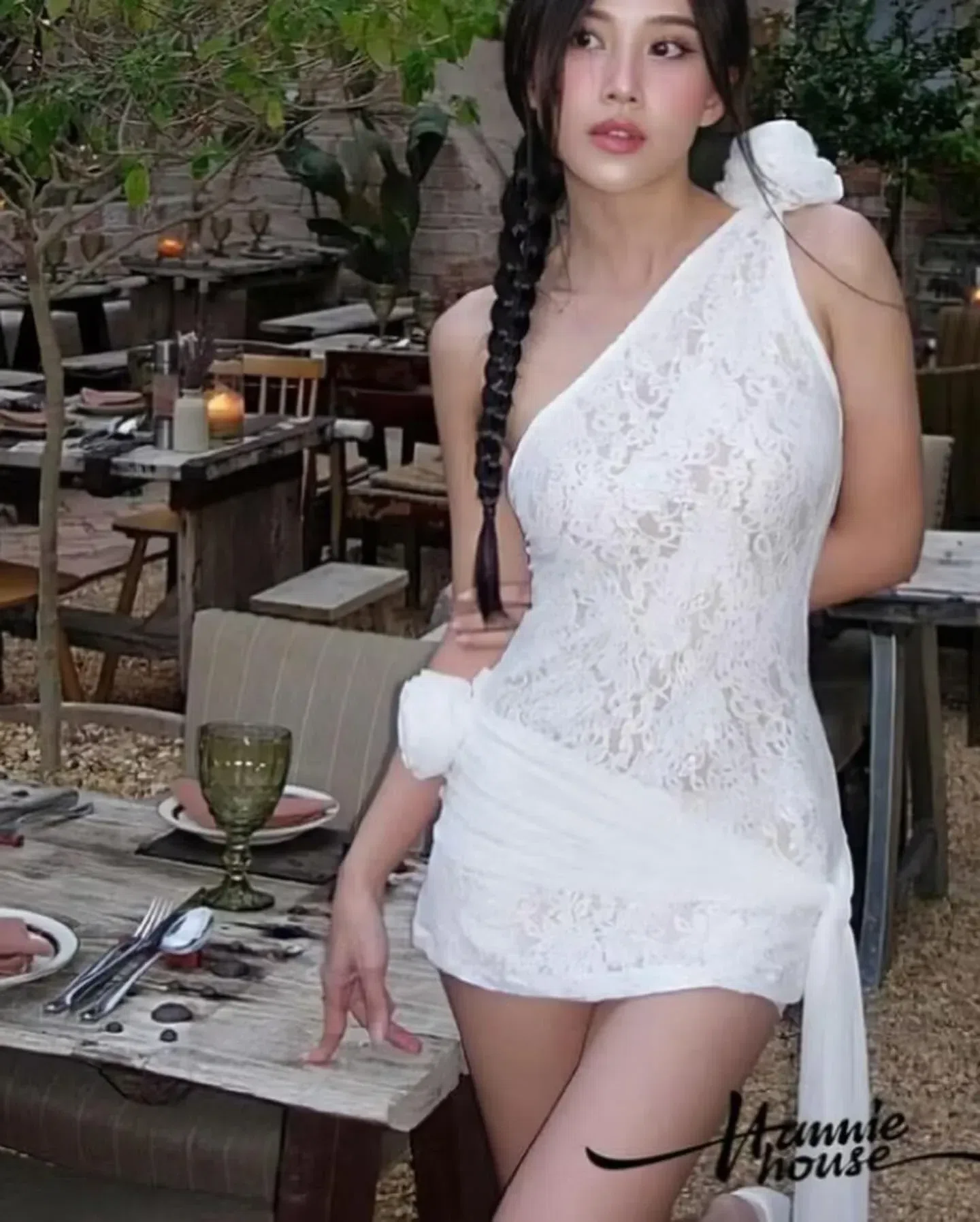 Đầm Ren Trễ Vai size s (eo :62-72 ; hông 86-94) 1