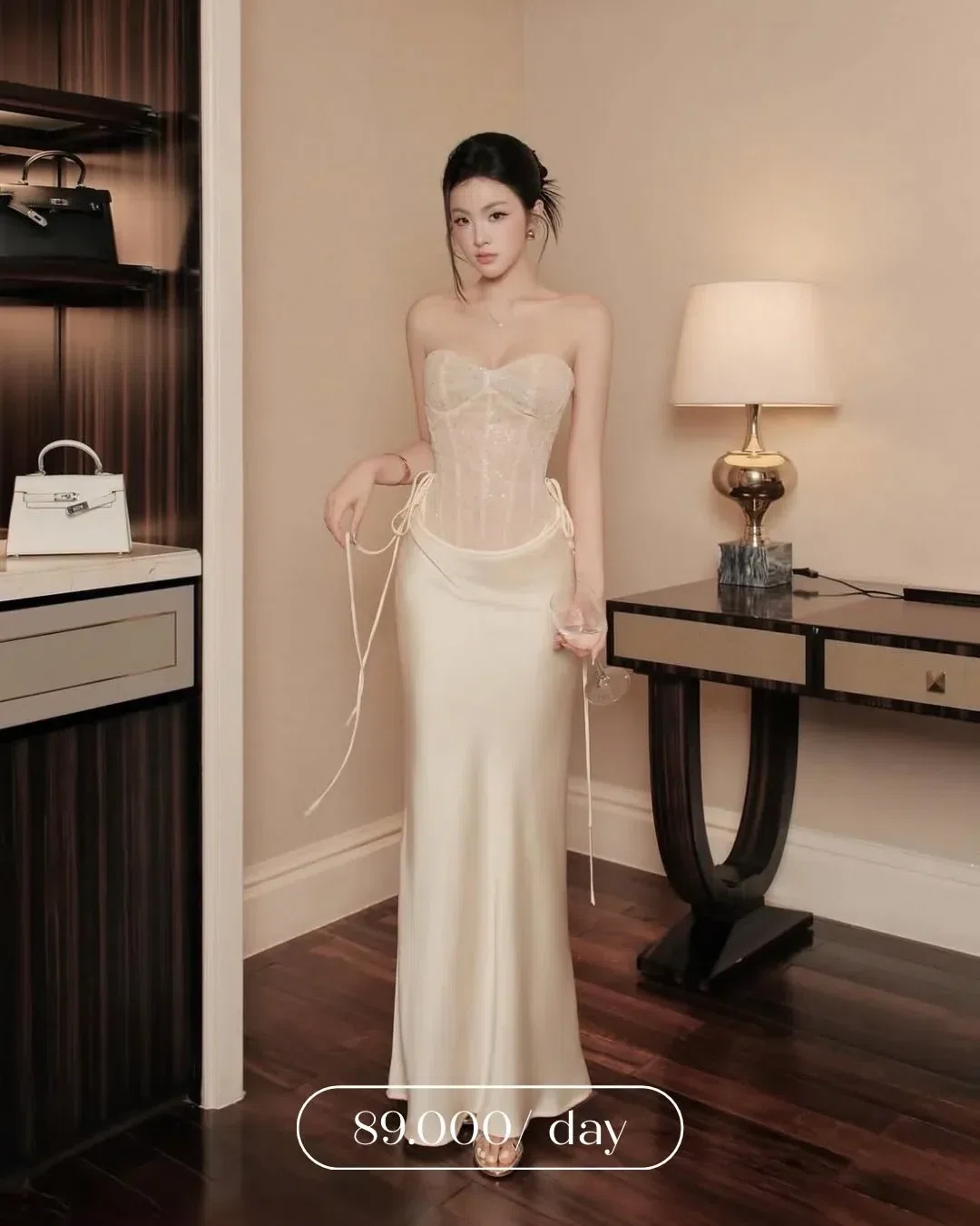 Váy cúp kim sa phối lụa 1