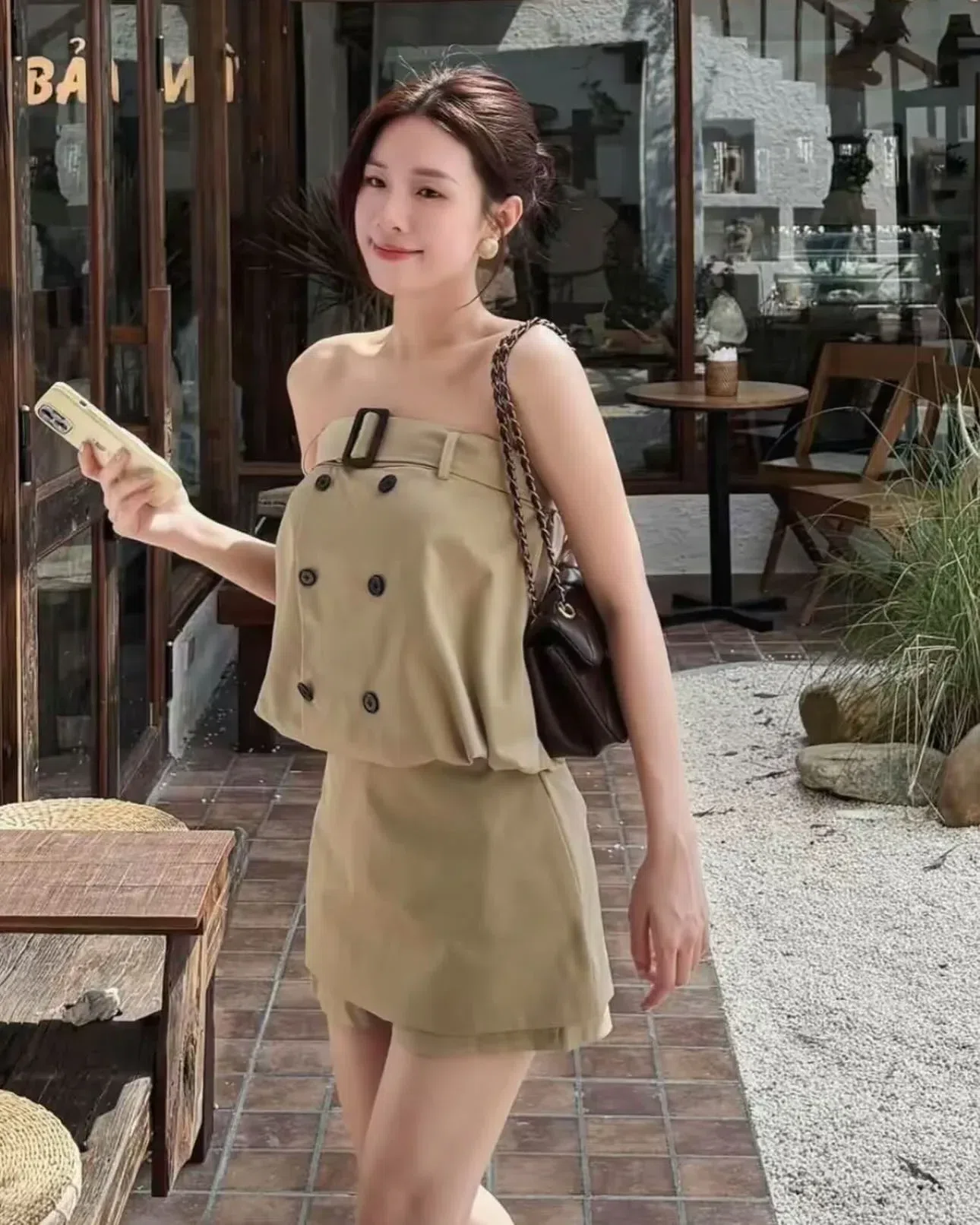Váy quây liền phối đai ngực 4