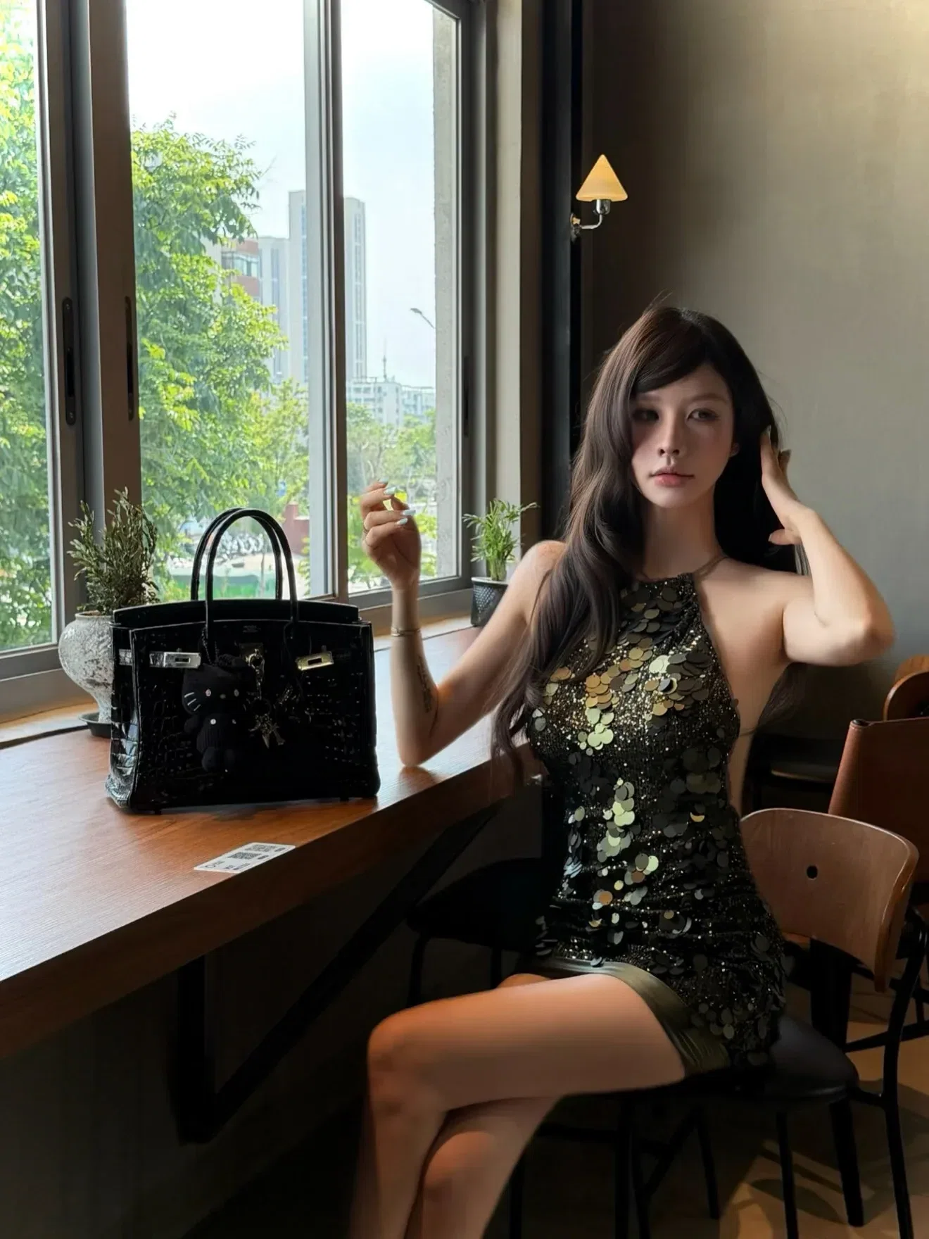 Đầm sequin xanh đen cao cấp DX0014 14
