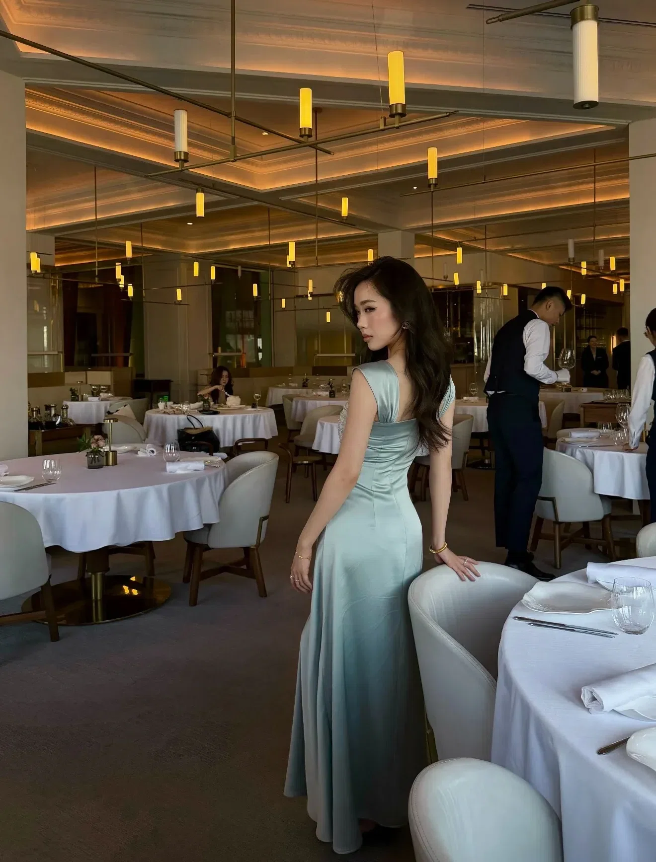 Siena Dress - Váy lụa xanh DX0012 4