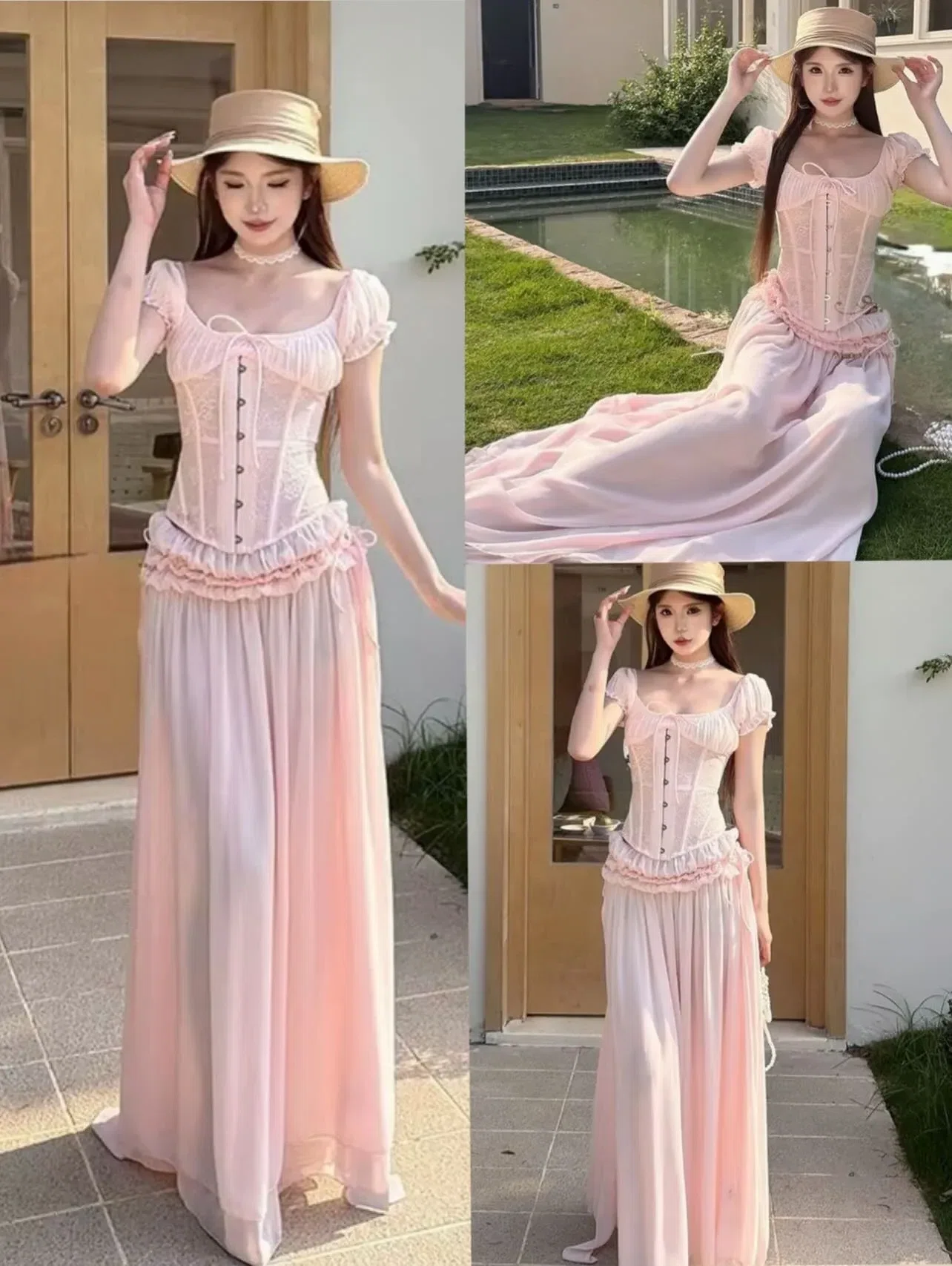SET ÁO CORSET + CV HỒNG 2
