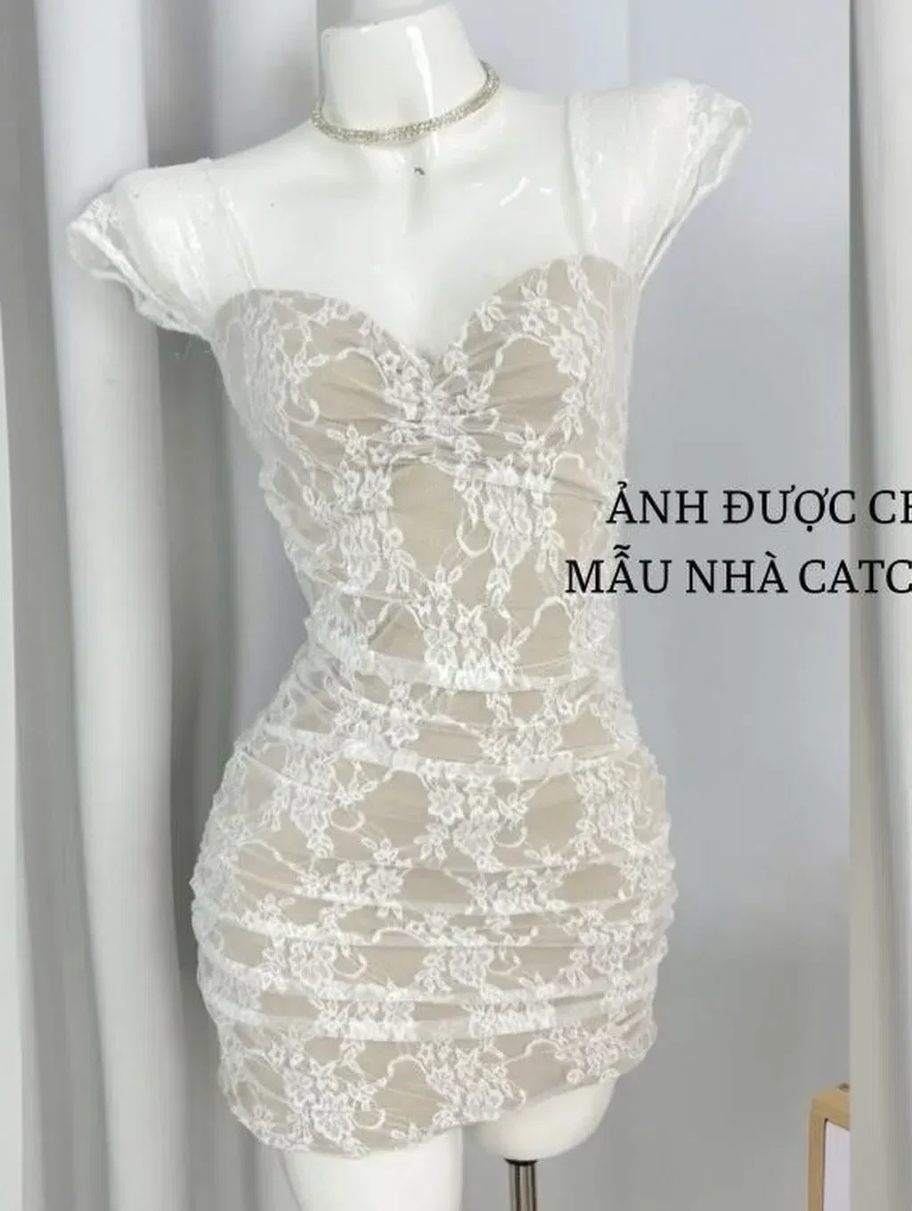 Brand: tiemchothuebysu, Item Name: Váy body ren trễ vai 6