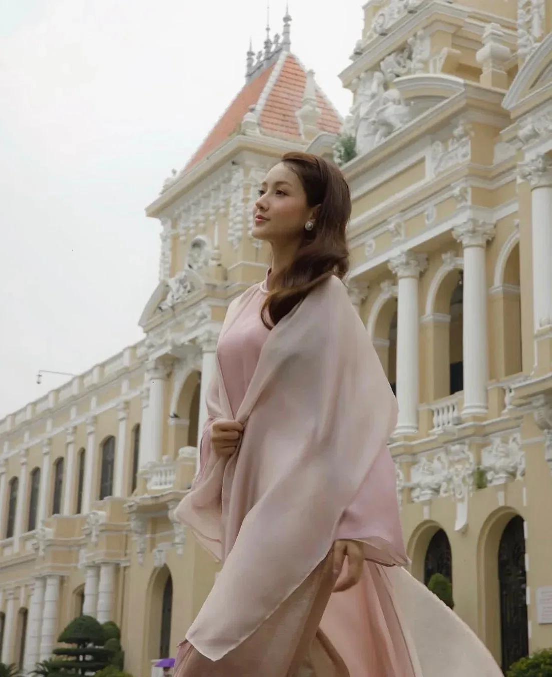 Áo dài Hồng Sa - size L fit M, L 19