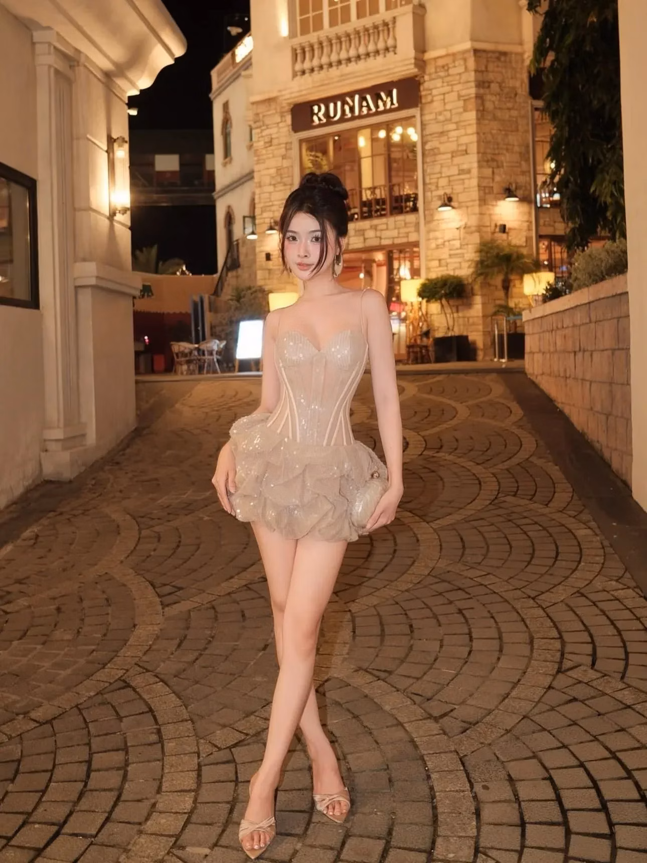 Đầm 2 dây kim sa NÂU Tbb (có HỒNG) @thao_bibii 9