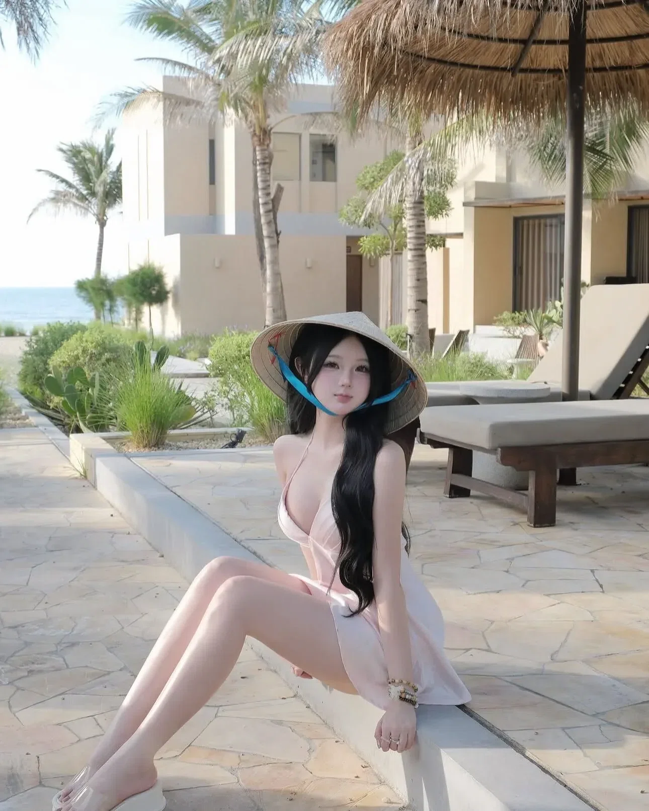 Đầm lụa xoè ngắn cổ yếm 4