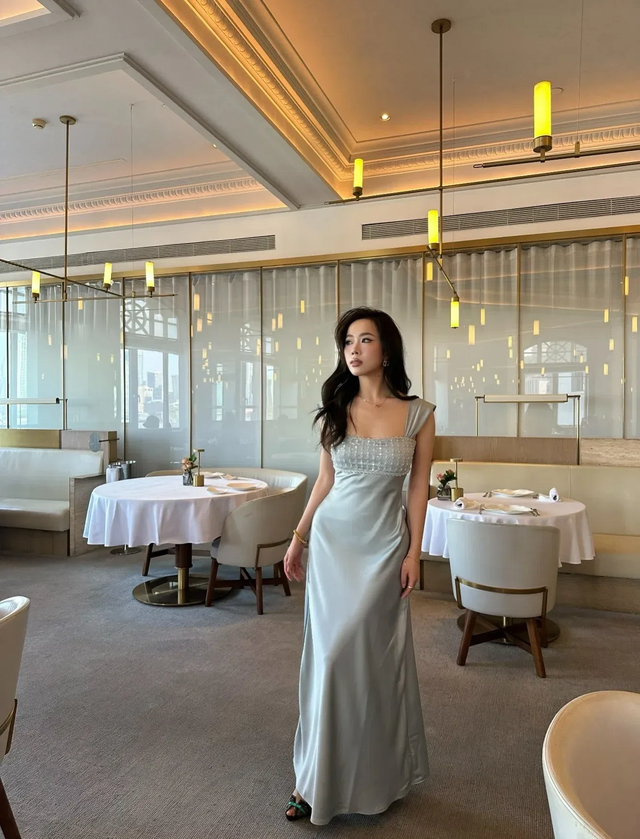 Siena Dress - Váy lụa xanh DX0012 6