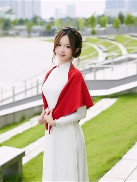 Roselia Áo Dài Trắng 4 Tà Dày Dặn 5