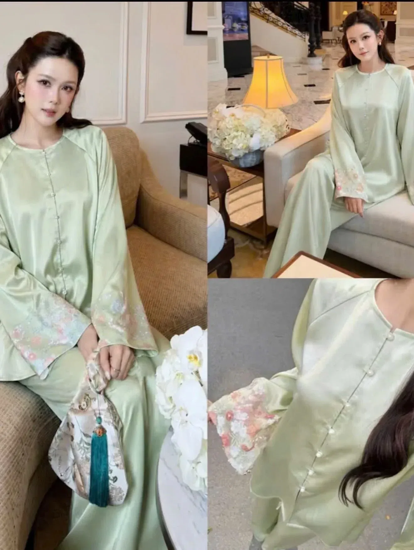 4 Màu ( Xanh dương - Xanh lá - Hồng - Trắng) pháp phục tay phối kim sa🌷
_______ 5