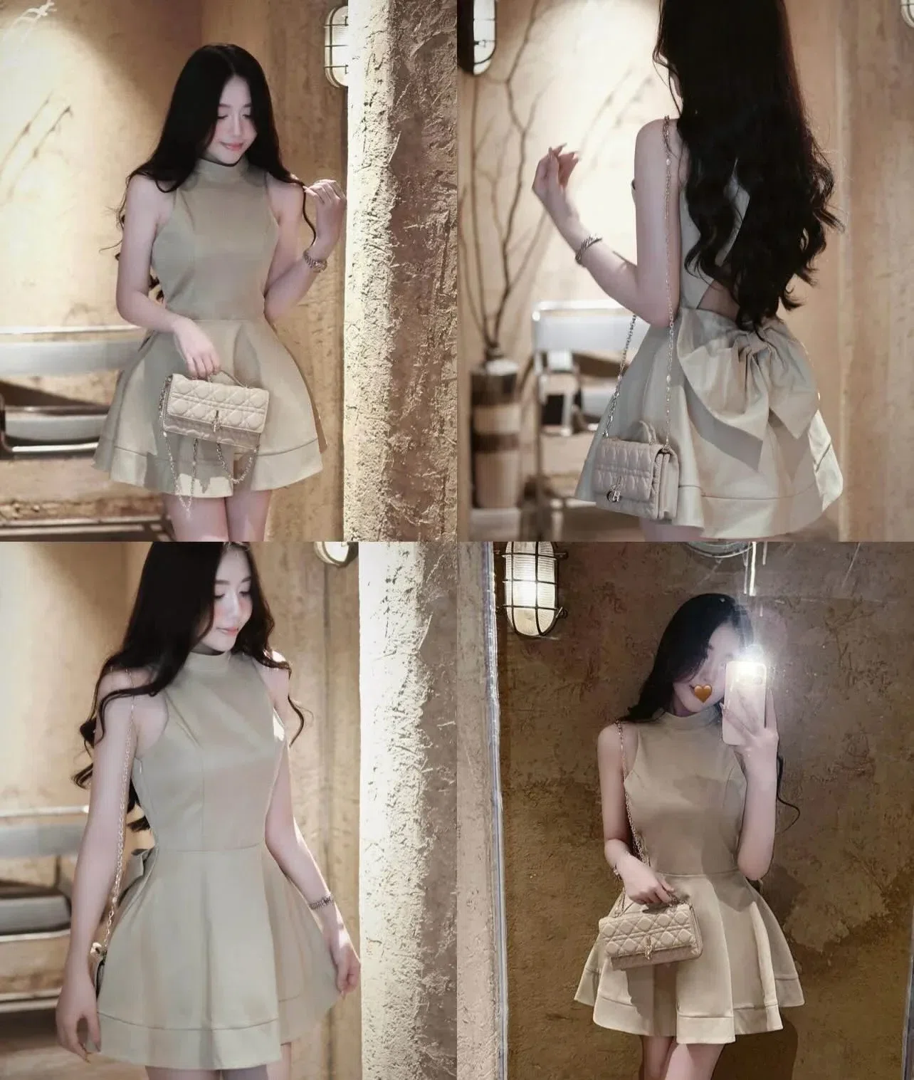 VÁY KAKI HỞ LƯNG CÓ NƠ 1