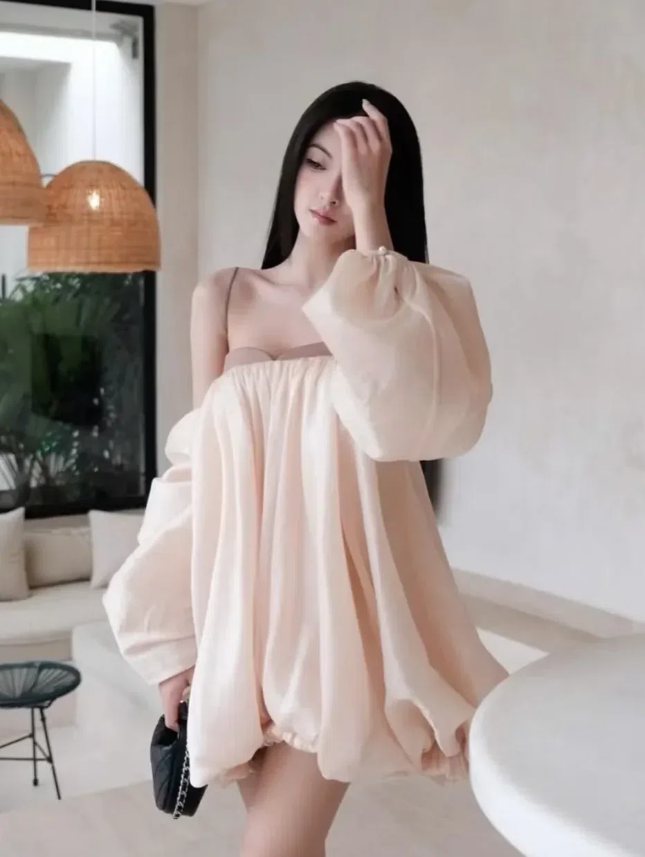 ĐẦM TRỀ VAI TAY BỒNG ( kèm bảo hộ) 2