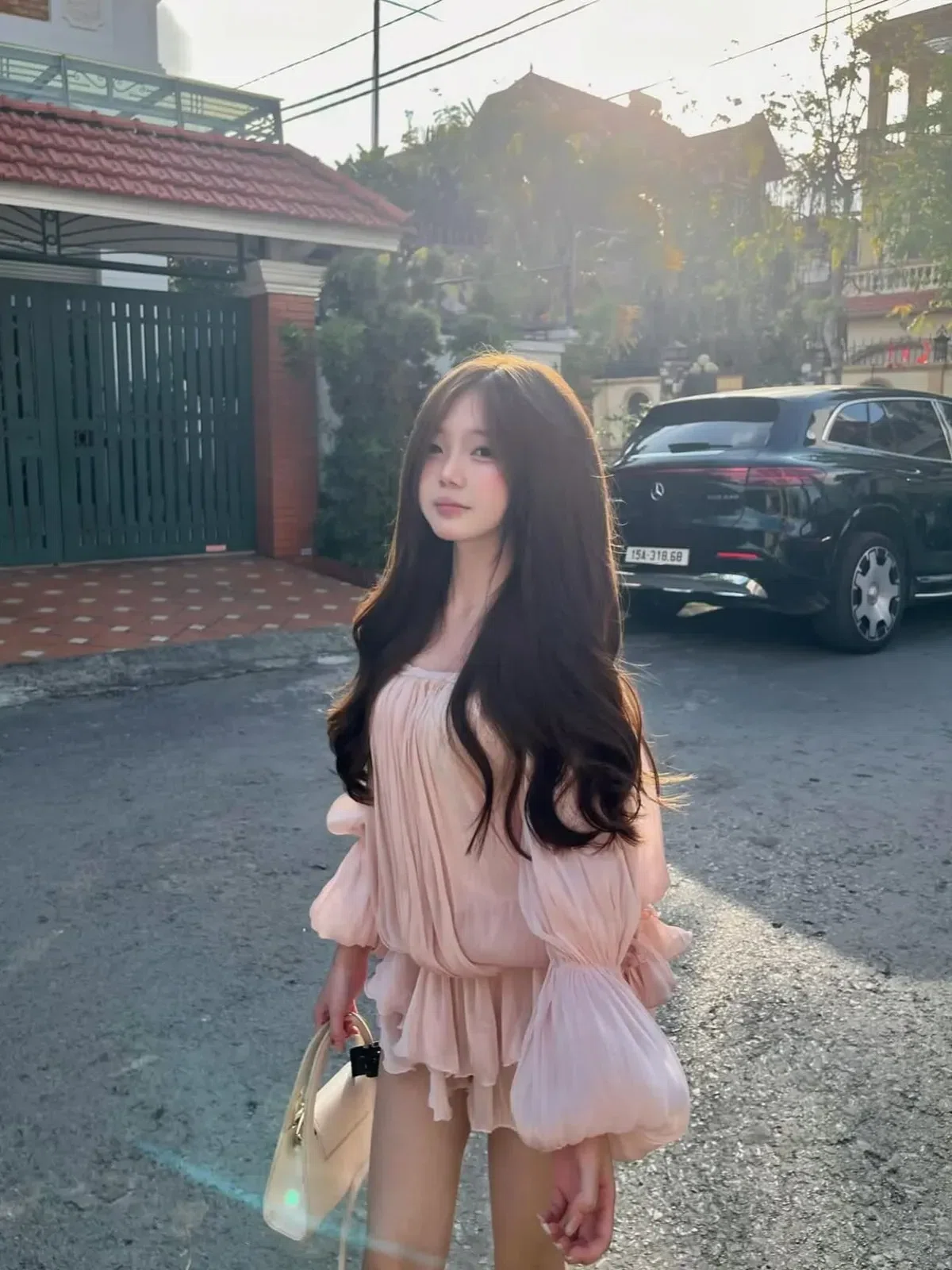 Chouchou Freesize Đầm trễ vai hồng V541 1