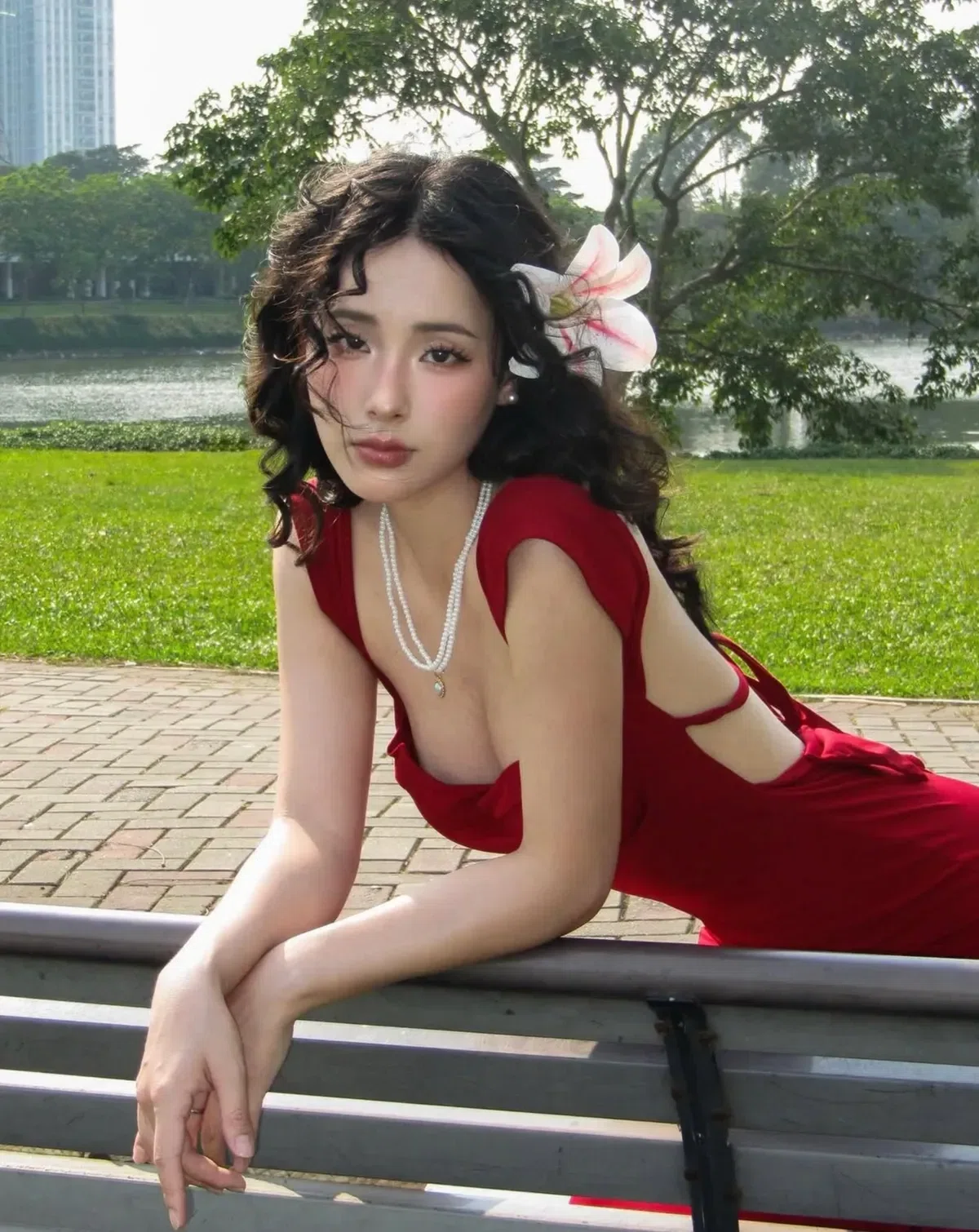 Đầm body đỏ hở lưng - Selena dress DD0015 7