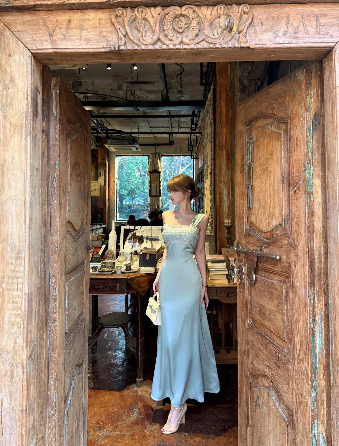 Siena Dress - Váy lụa xanh DX0012 14