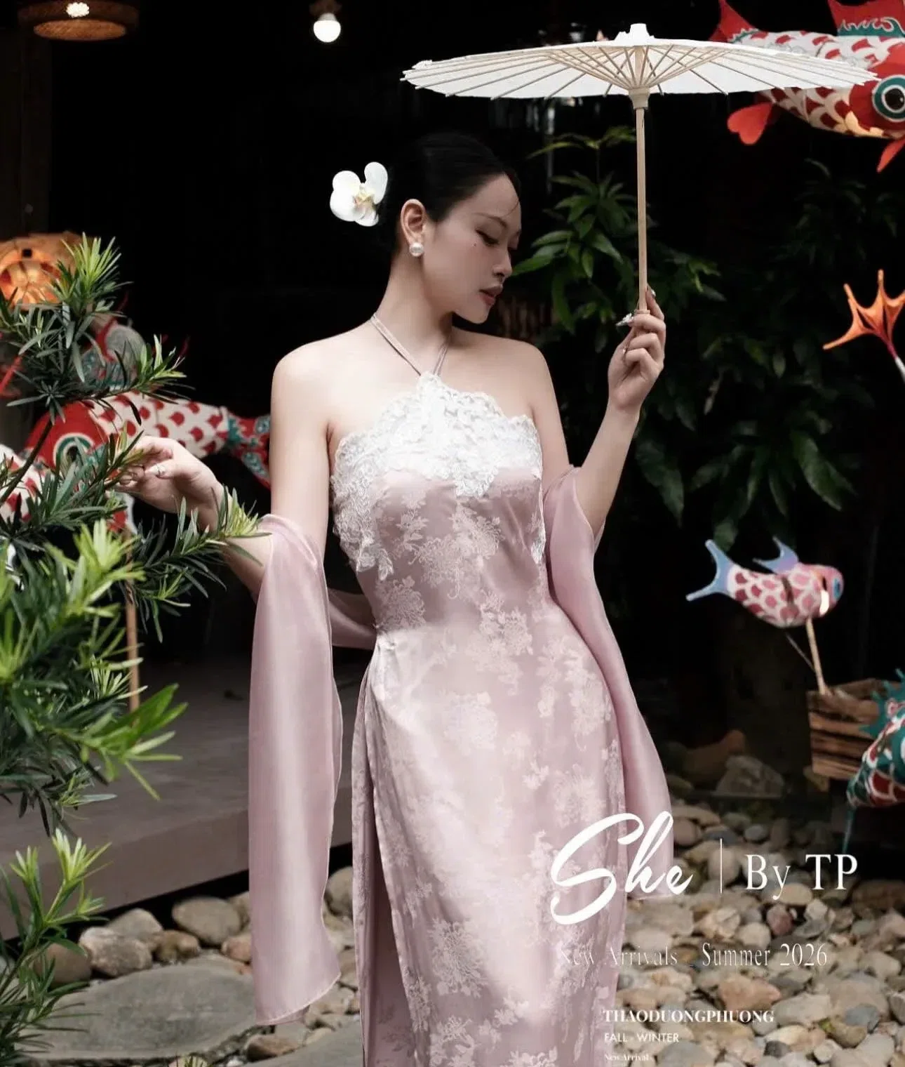 SET ÁO DÀI CỔ YẾM KÈM KHĂN 2