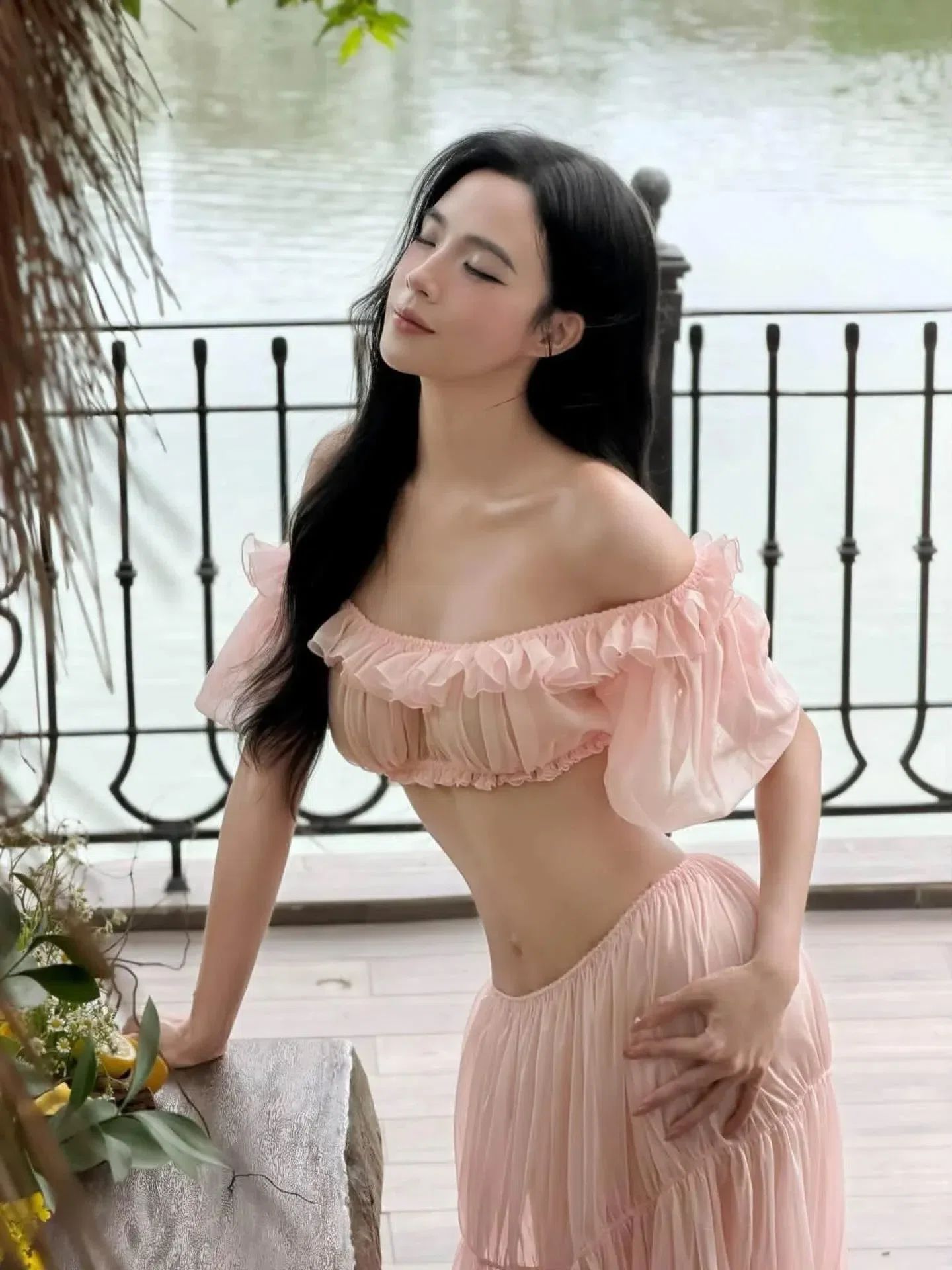 V593 LuNa Set hồng trễ vai (ảnh thật cuối) 4