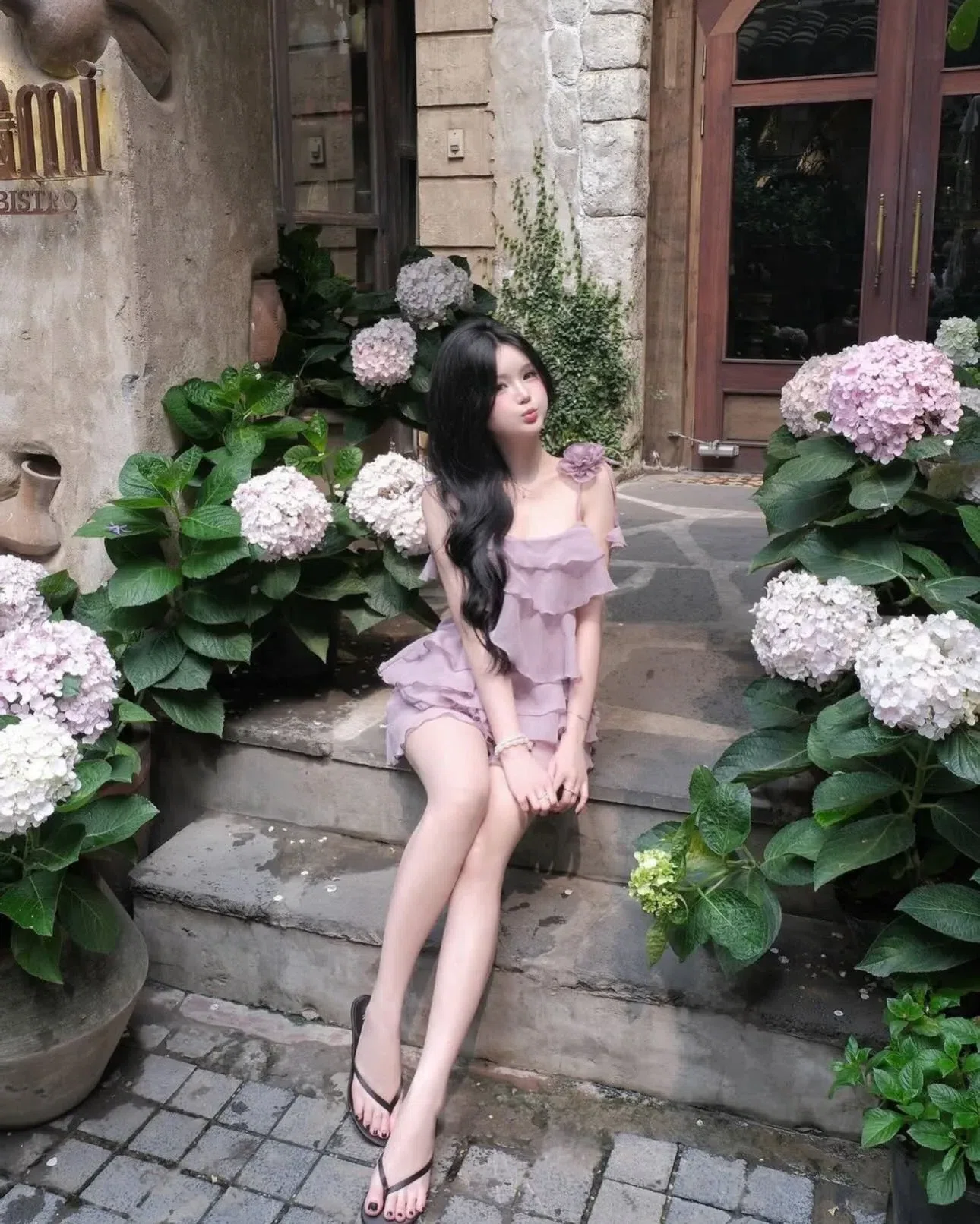 Đầm sóng tơ dây hoa 4