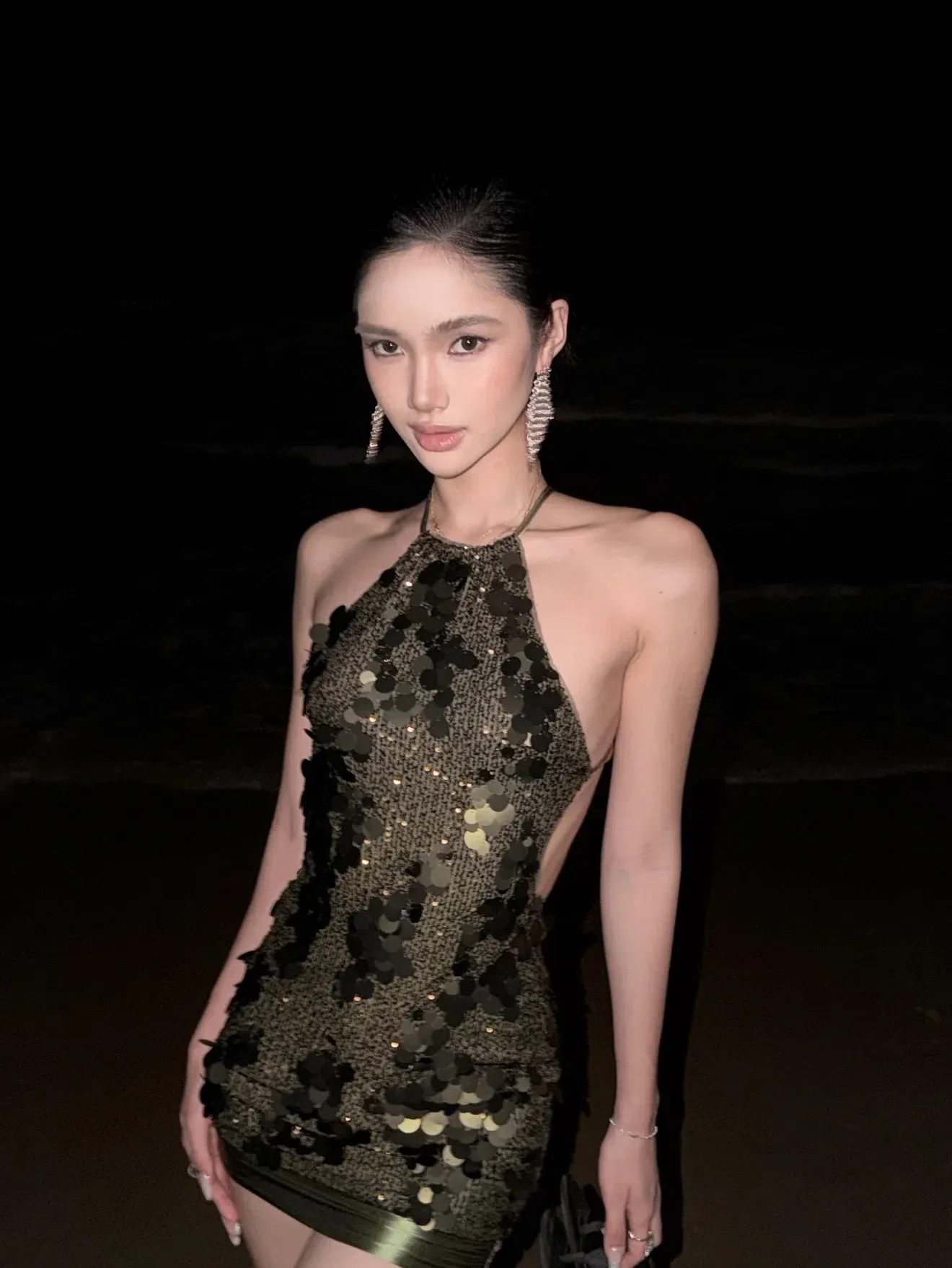 Đầm sequin xanh đen cao cấp DX0014 6