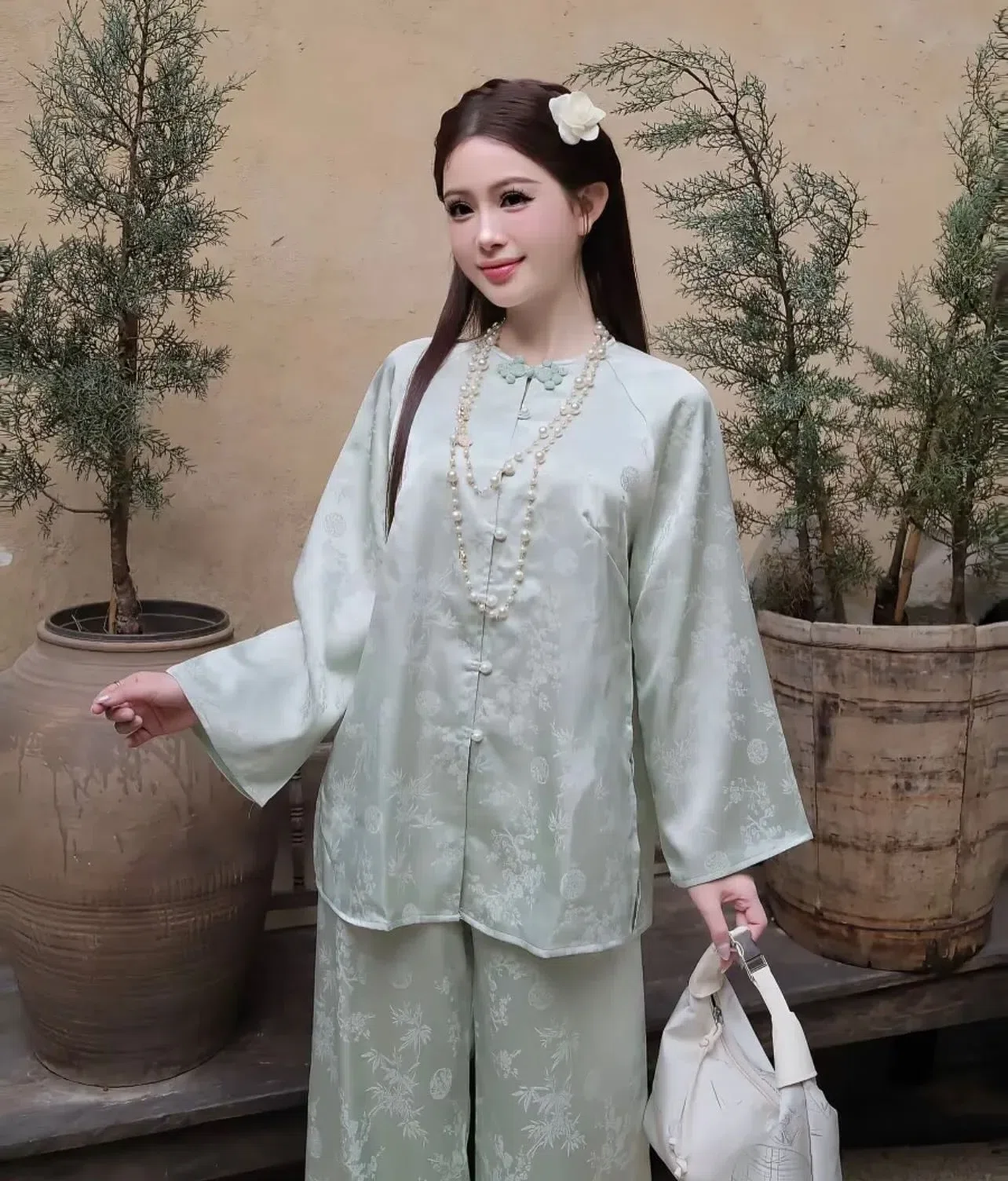 SET PHÁP PHỤC LỤA GẤM PHỐI KHUY NƠ 2