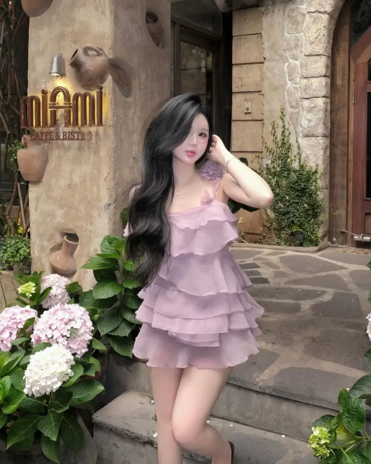 Đầm sóng tơ dây hoa 2
