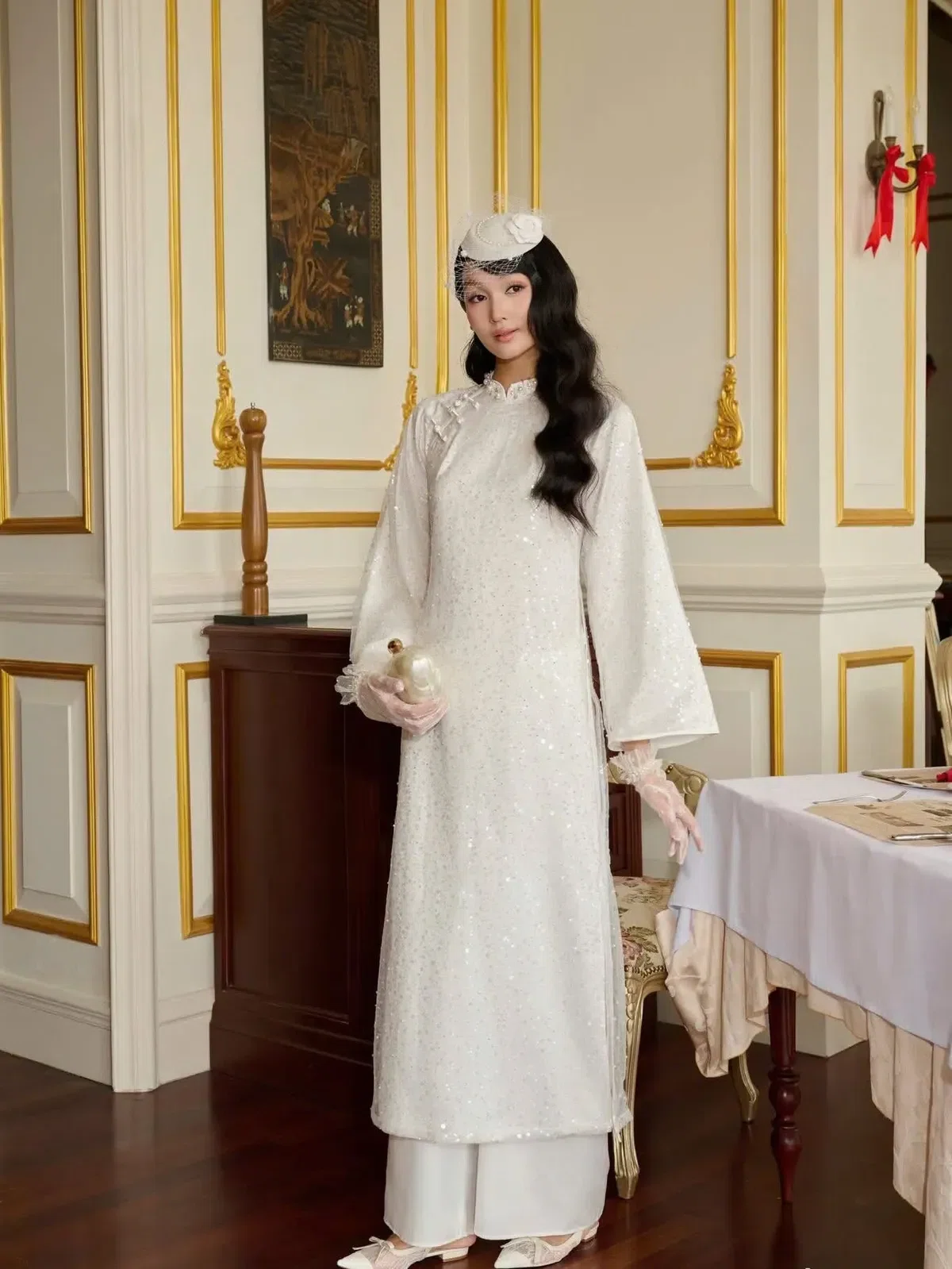 Áo dài kim sa đính ngọc 4