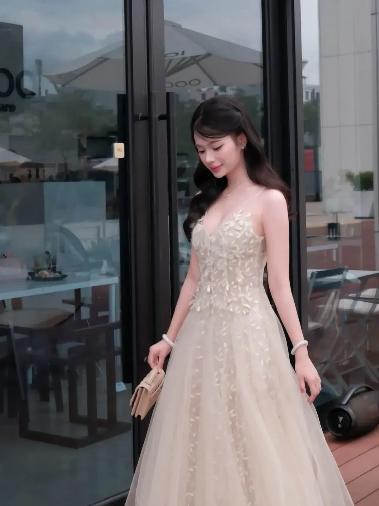 V548 Đầm 2s ren lá CHOUCHOU 2