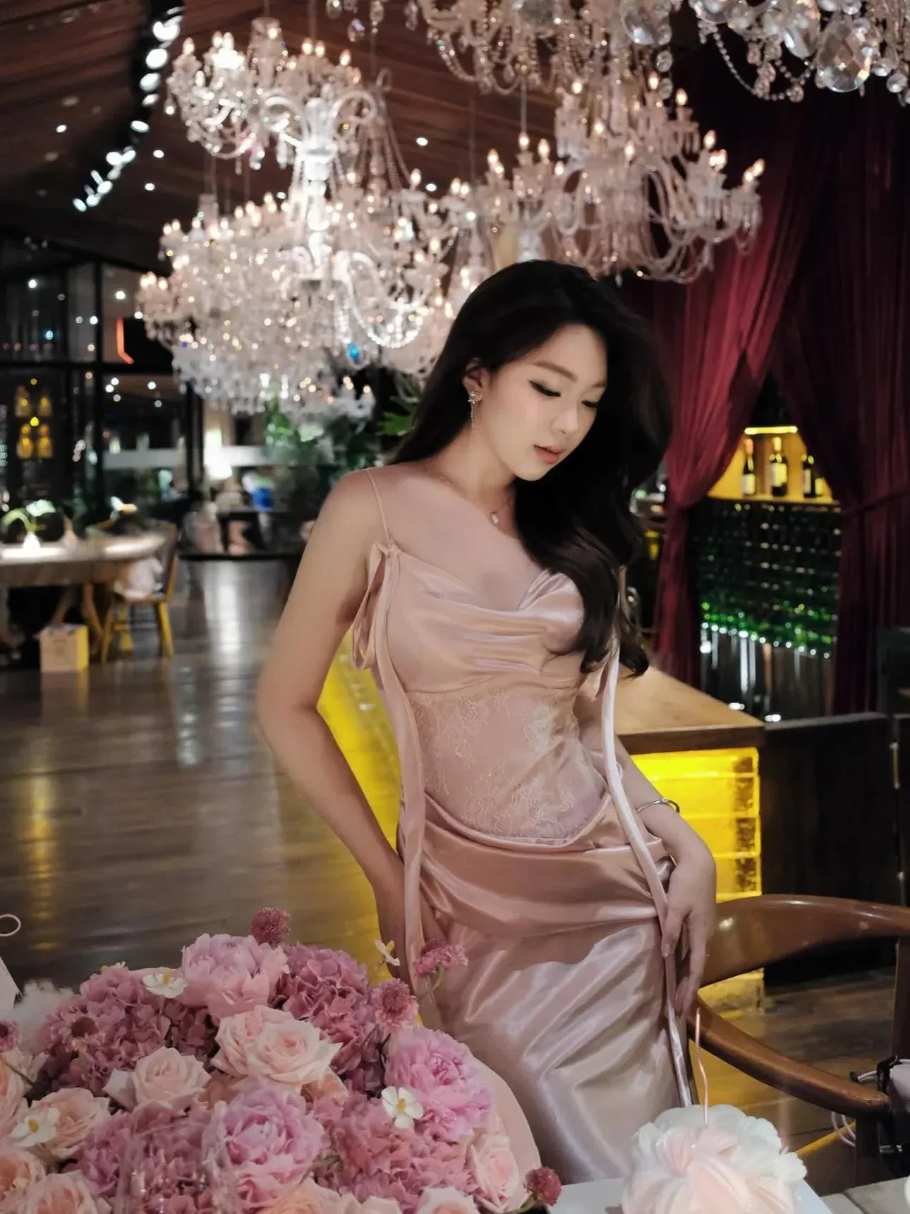 Brand: @thao_bibii, Item Name: Váy lụa HỒNG Tbb (có TRẮNG S) 10