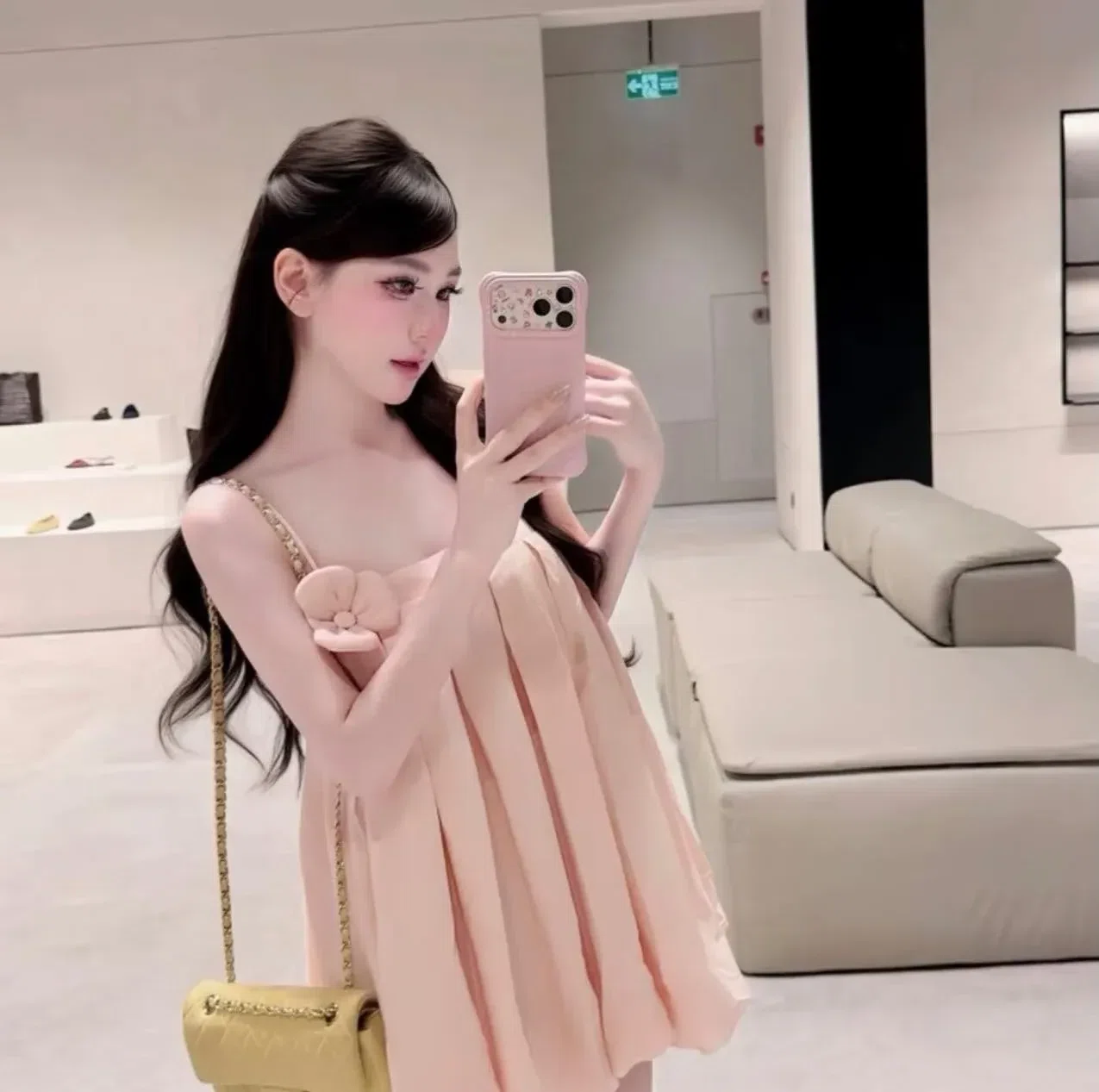 ÁO VÁY BABYDOLL HỒNG ( kèm bảo hộ) 3