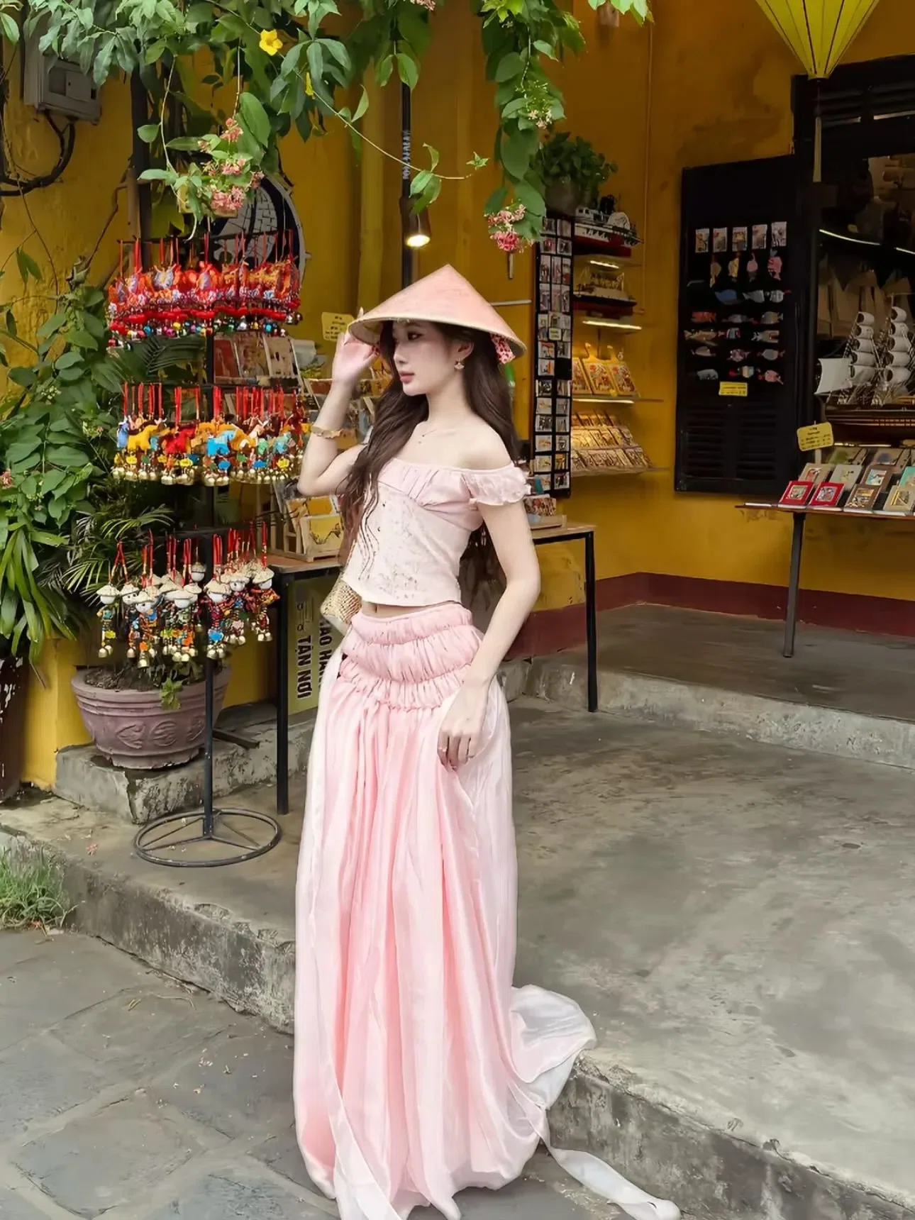 SIZE S~ V547 Set hồng nhạt biển 1
