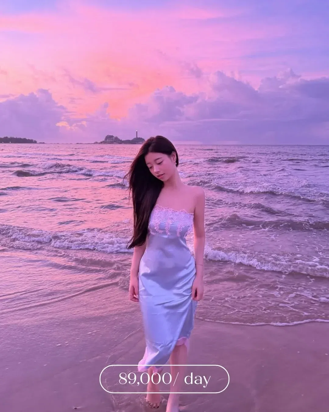 Đầm lụa cúp dáng lỡ ren ngực 1