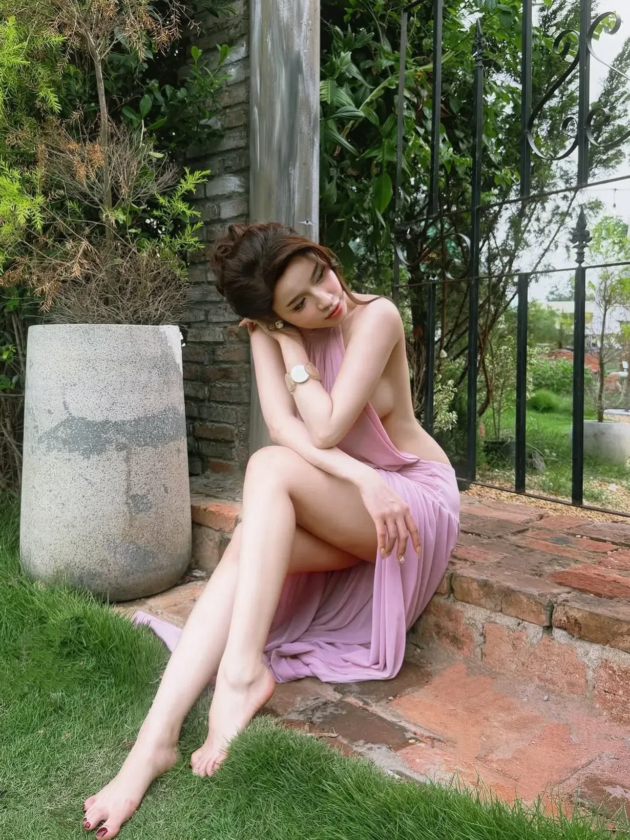 V597-598 Amoura Gown XANH & HỒNG 4