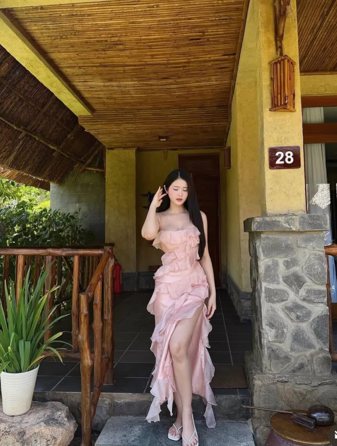 V513- 463 Isabella Dress hồng S M 4