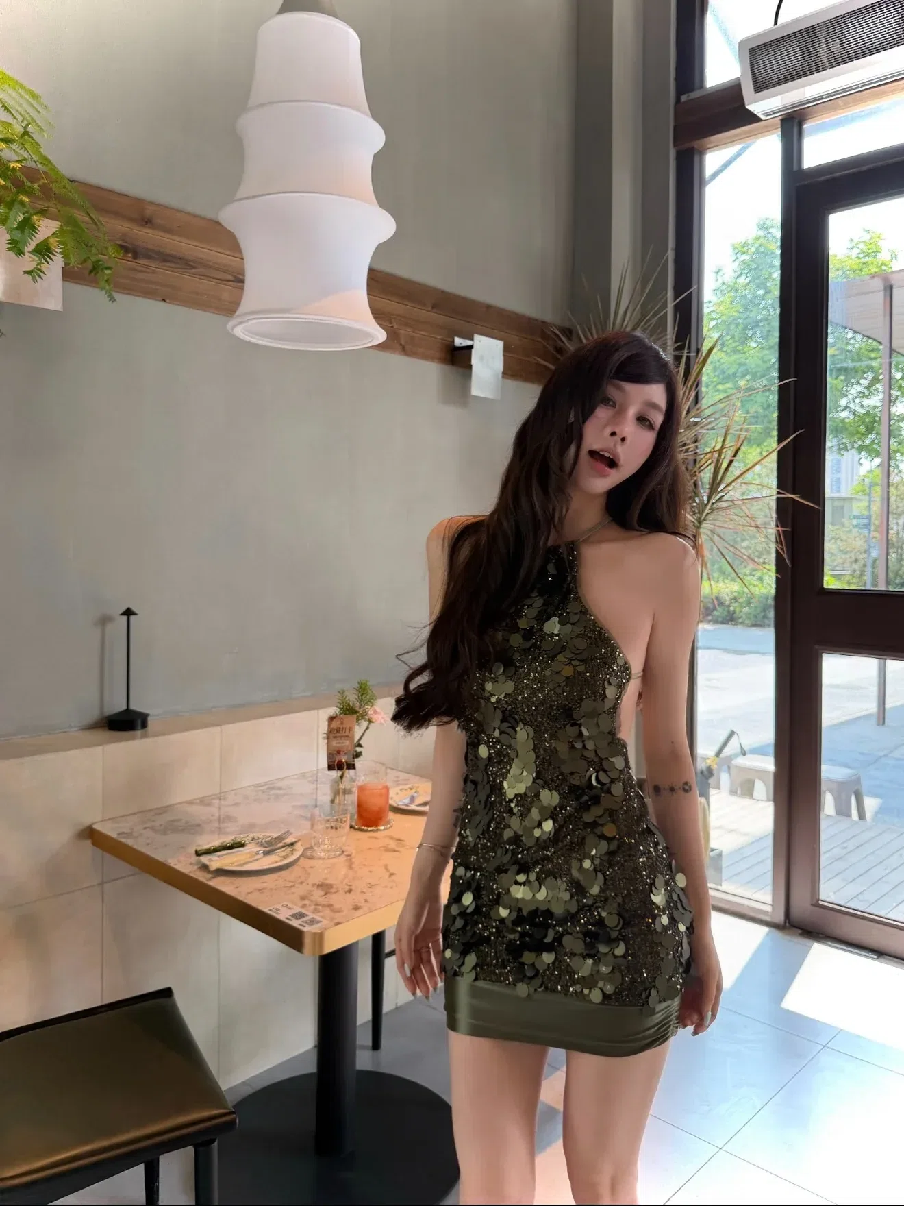 Đầm sequin xanh đen cao cấp DX0014 12