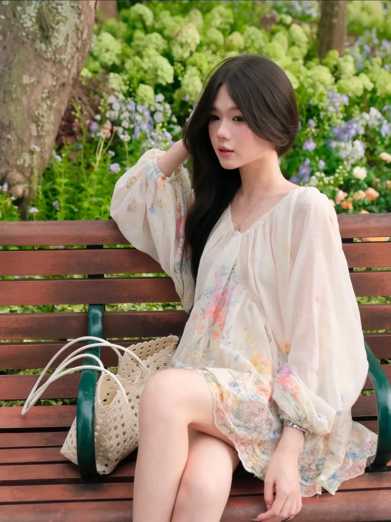 V648 Set hoa thêu bồng (áo x quần) size S (Form TO) 4