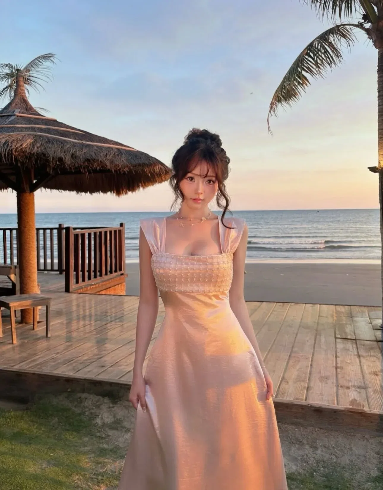 Stripted Váy hồng dịu dàng 1