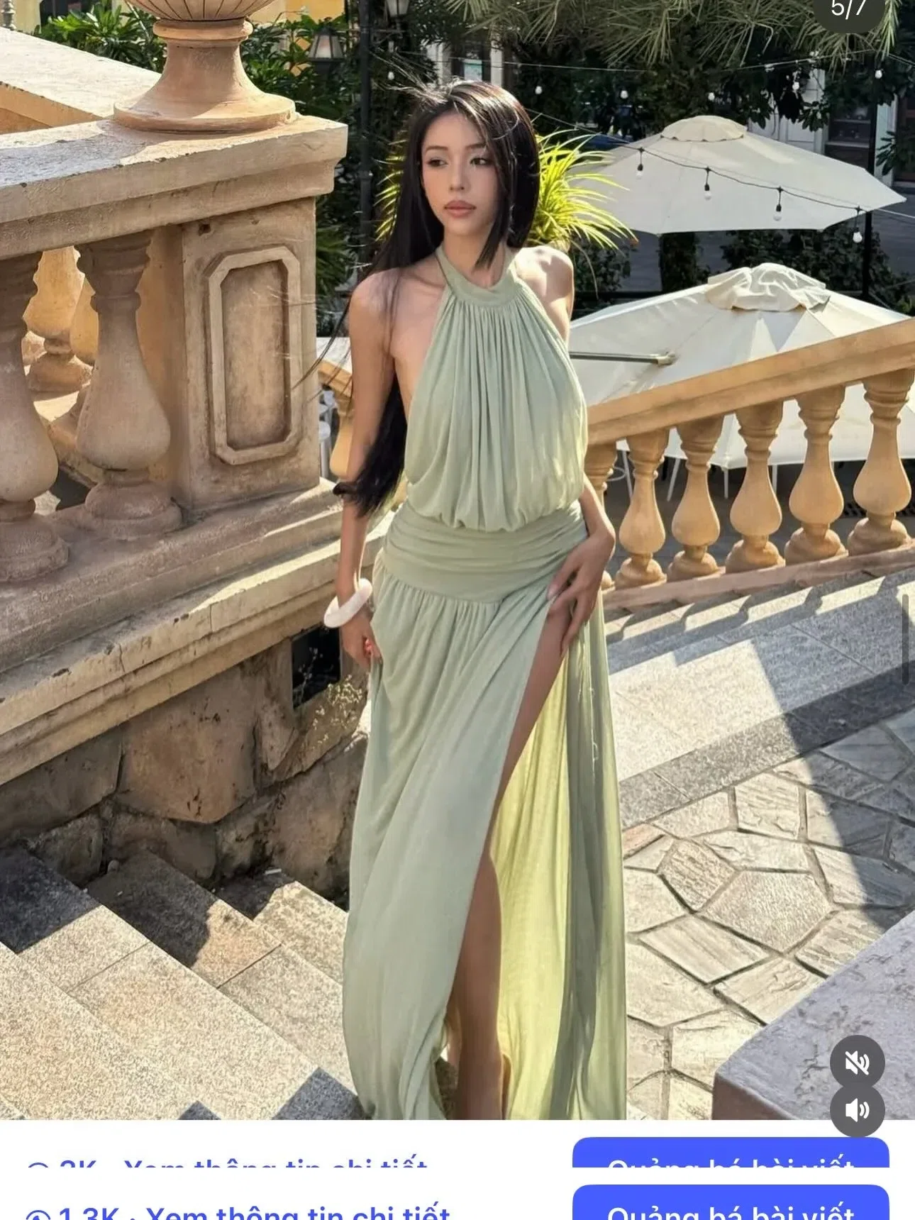 V597-598 Amoura Gown XANH & HỒNG 9