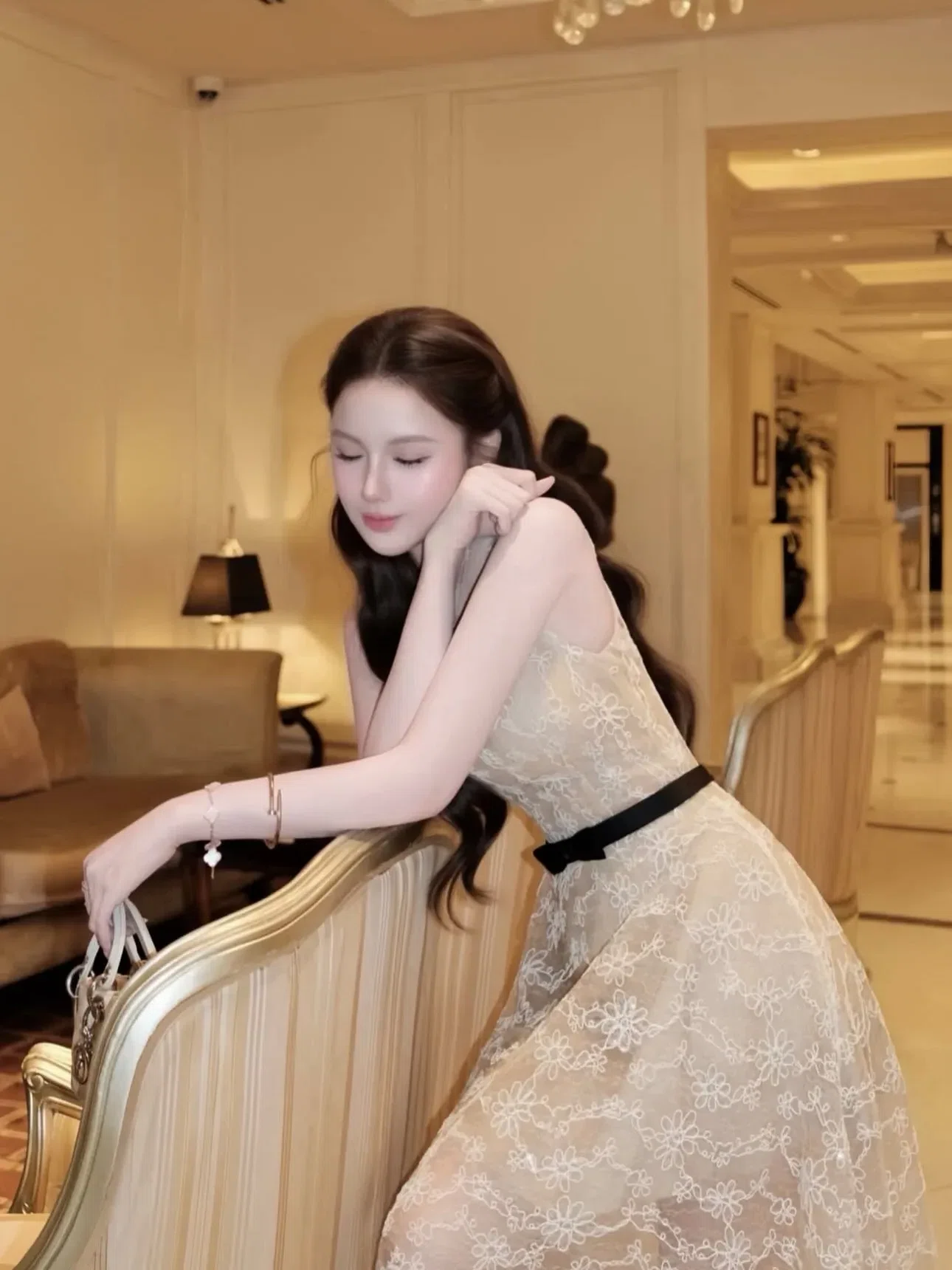 Choucouchou V609 Đầm ren kimsa nơ Chou 3