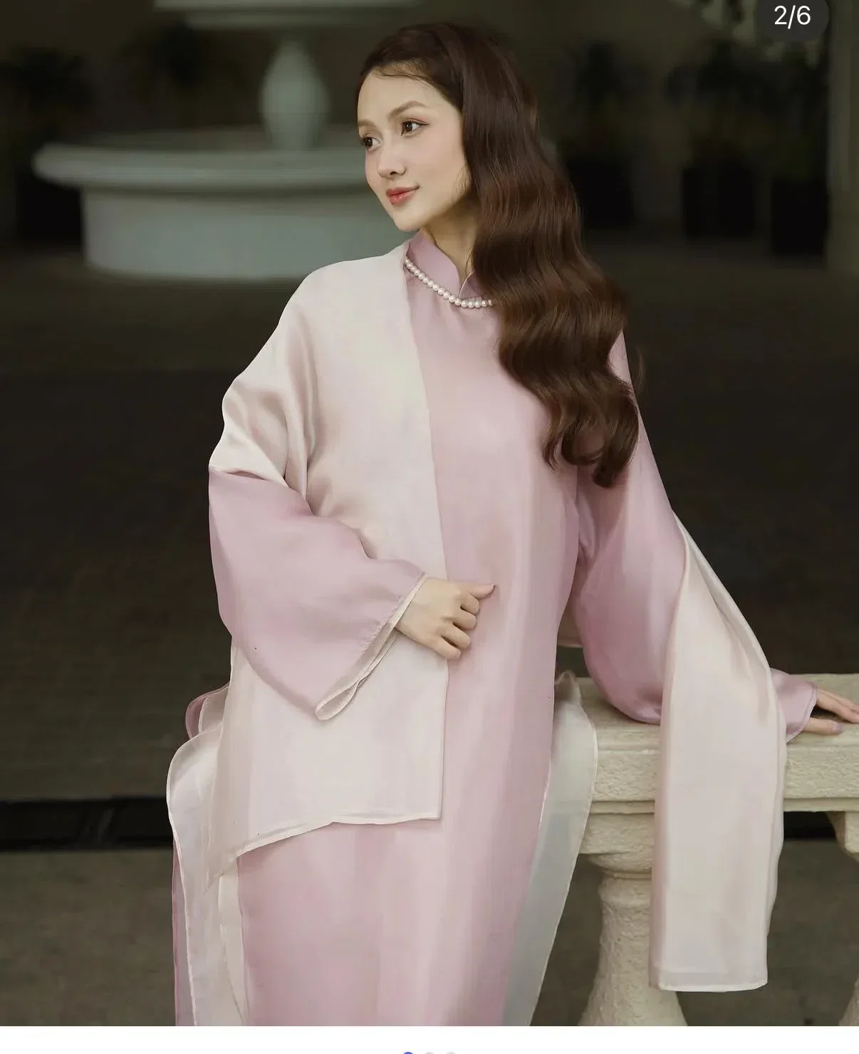 Áo dài Hồng Sa - size L fit M, L 16