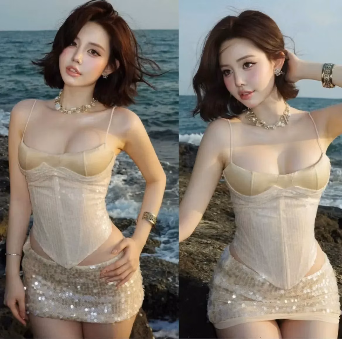 SET ÁO CORSET + CHÂN VÁY BLINGBLING 4