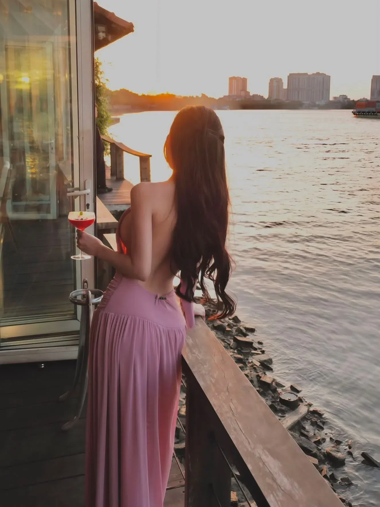 V597-598 Amoura Gown XANH & HỒNG 2