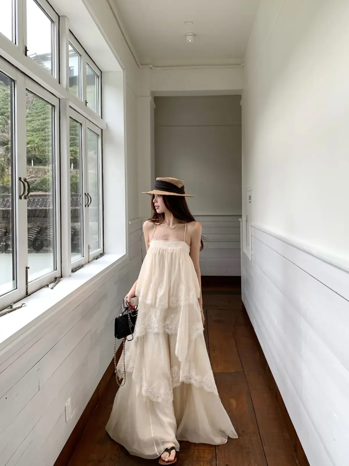 Đầm maxi tua rua trắng DK0026 4