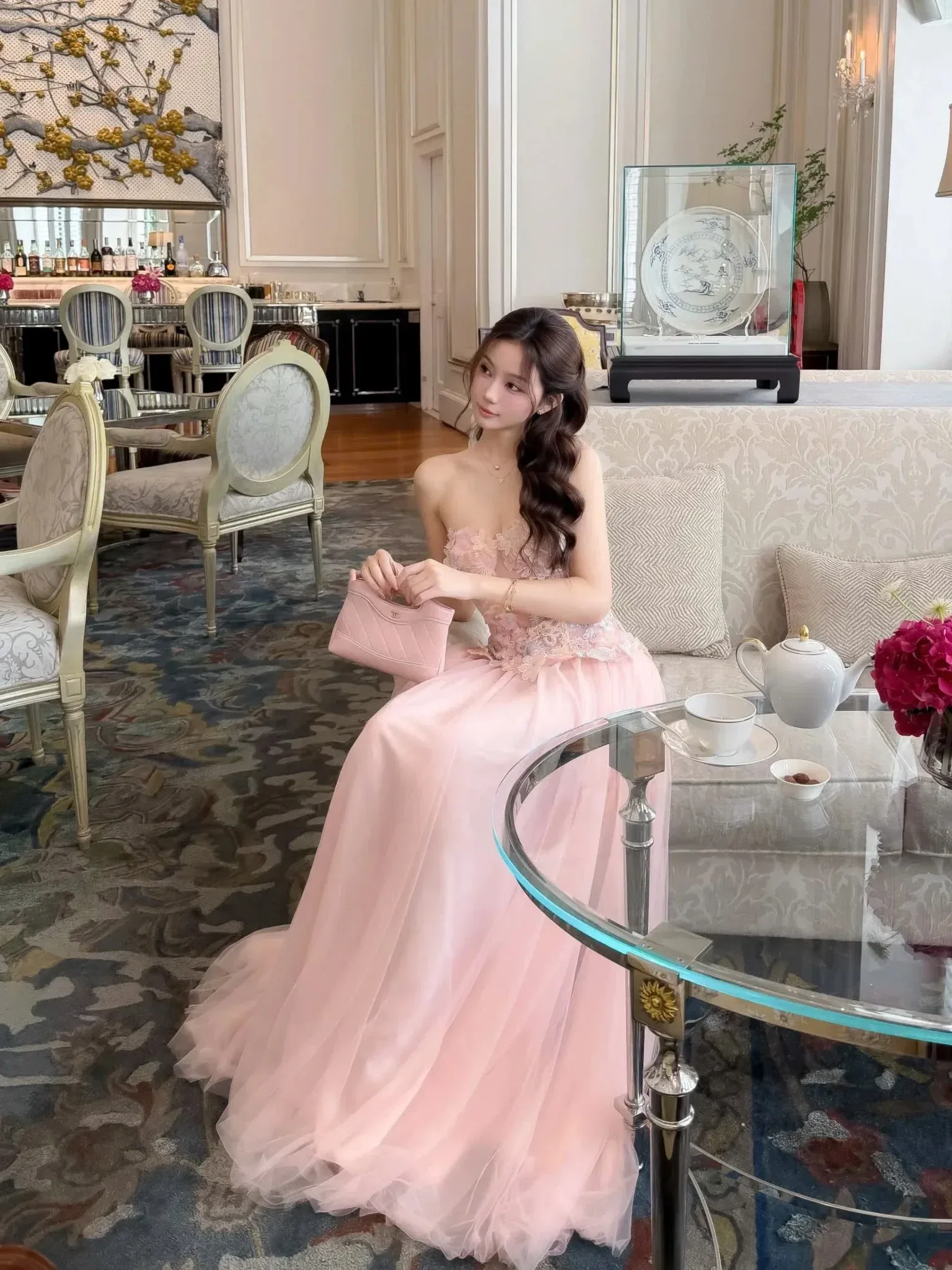Đầm dài kim sa hoa Tranali 4