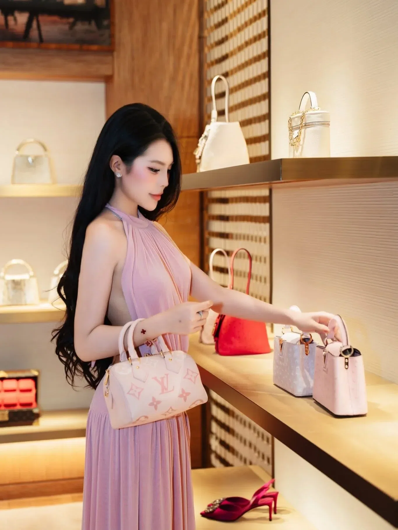 V597-598 Amoura Gown XANH & HỒNG 6