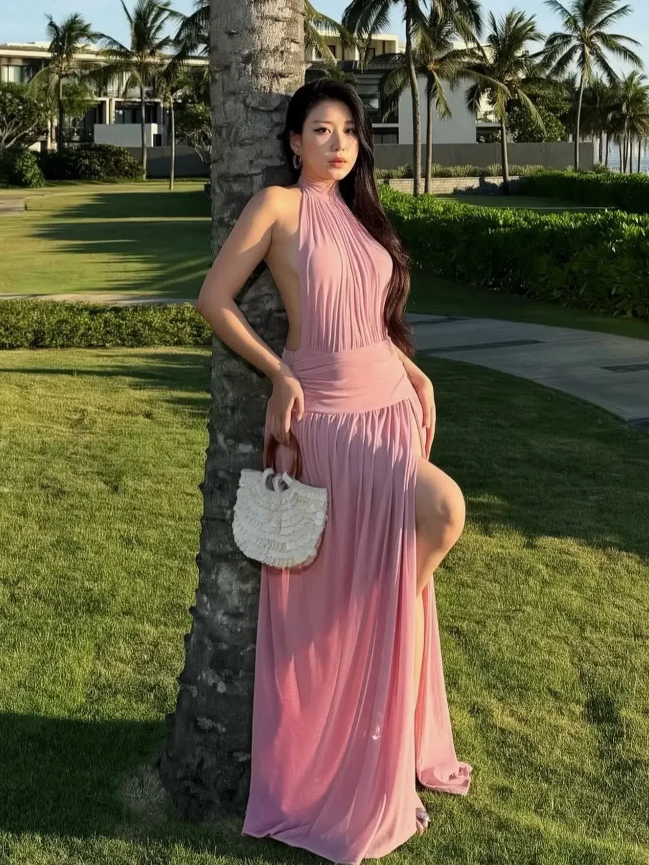 V597-598 Amoura Gown XANH & HỒNG 16