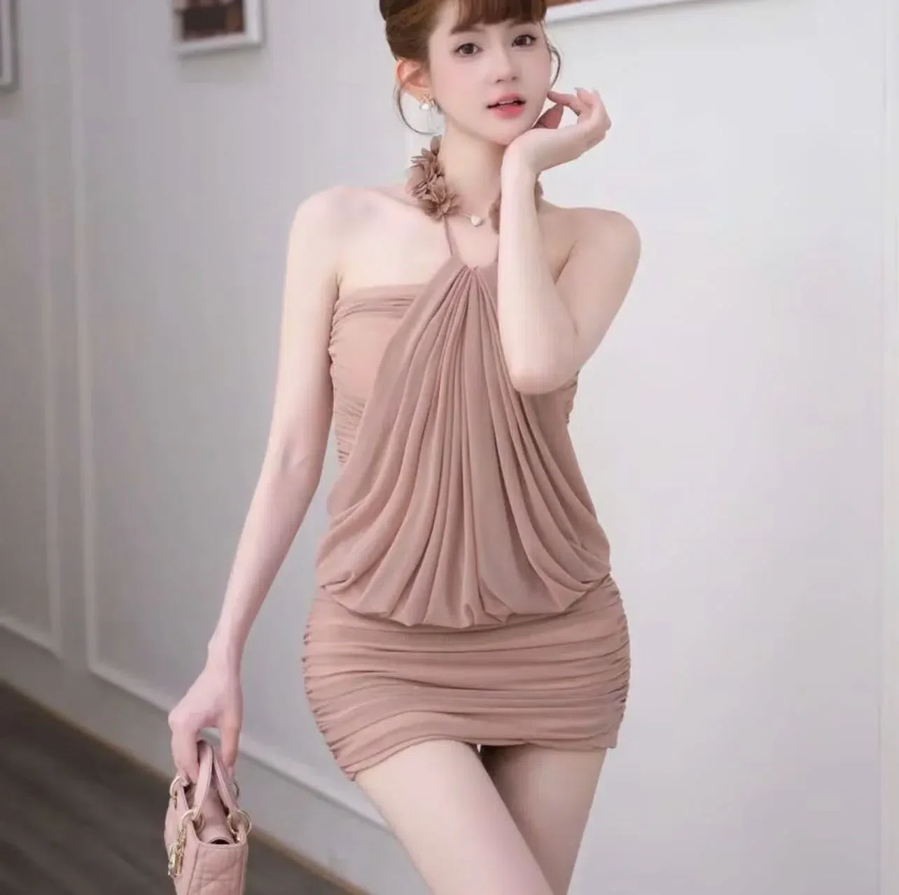 VÁY NHÚN QUÂY PHỐI CỔ YẾM 3