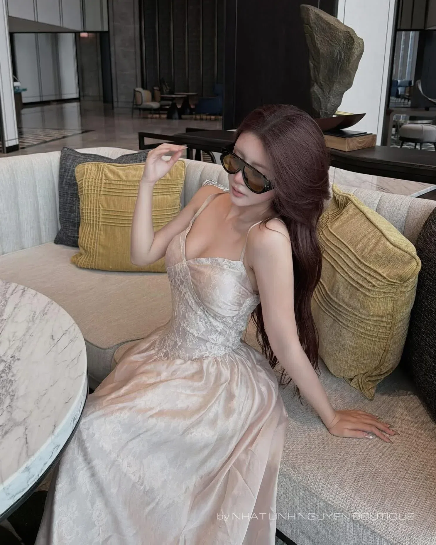 KHANHLE Váy ren bồng hai dây 2