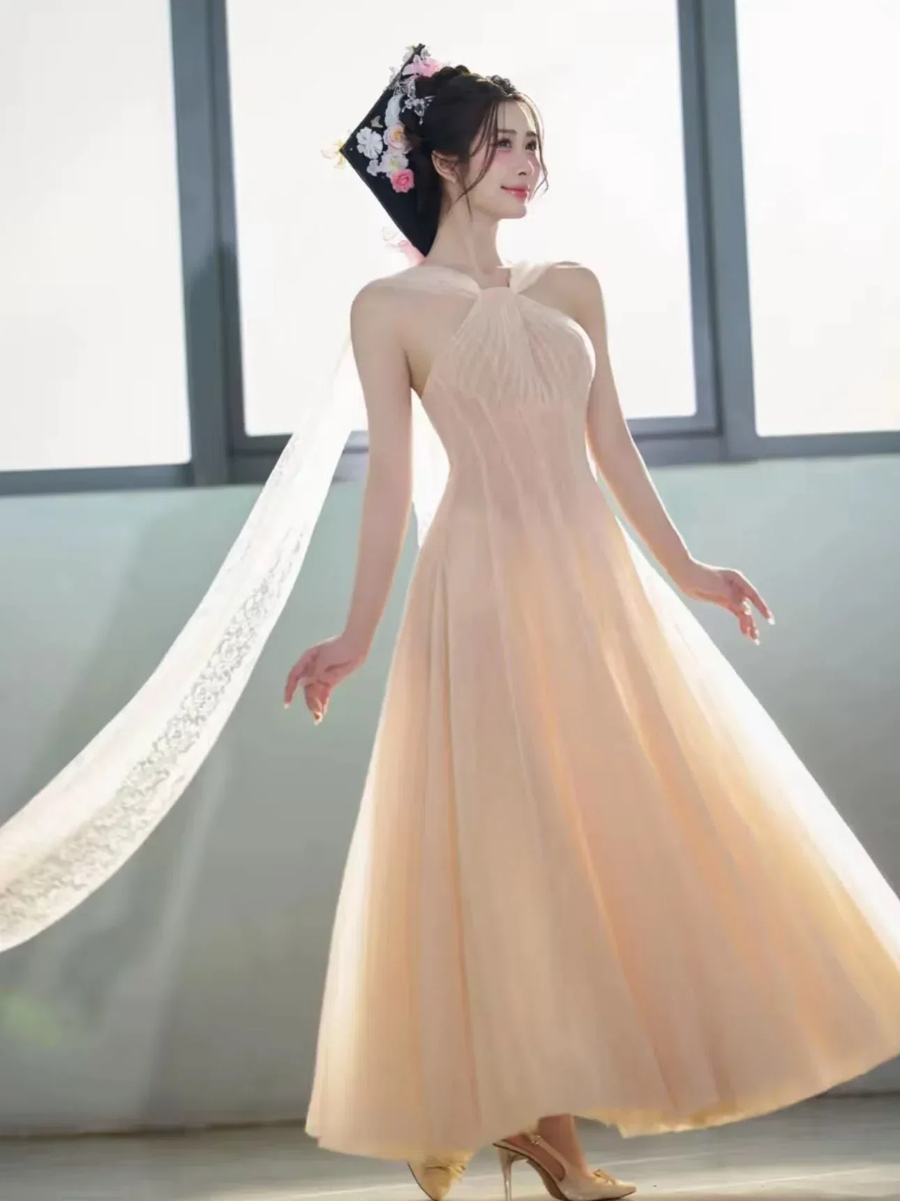Sò Vintage V462 CALIA Đầm ren lưới vạt Sò 13