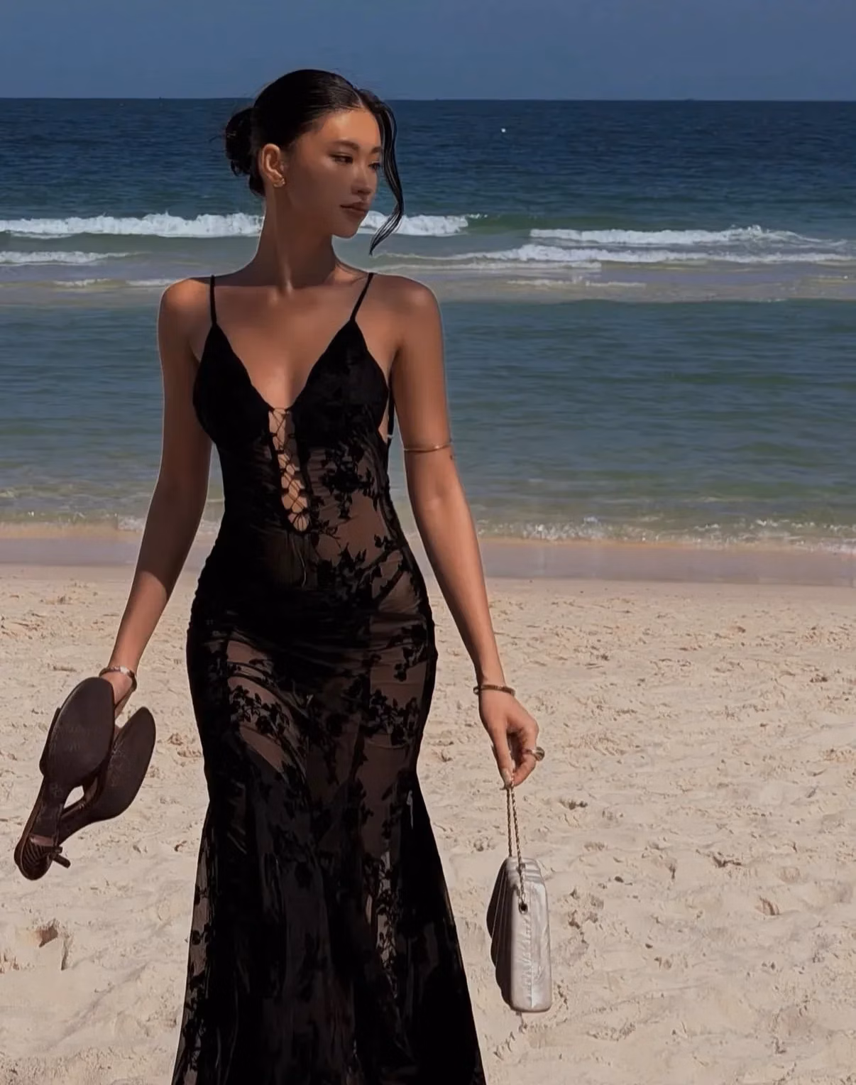 Black Swan 🦢 Black Rosie Dress - size M co giãn fit M, L 14