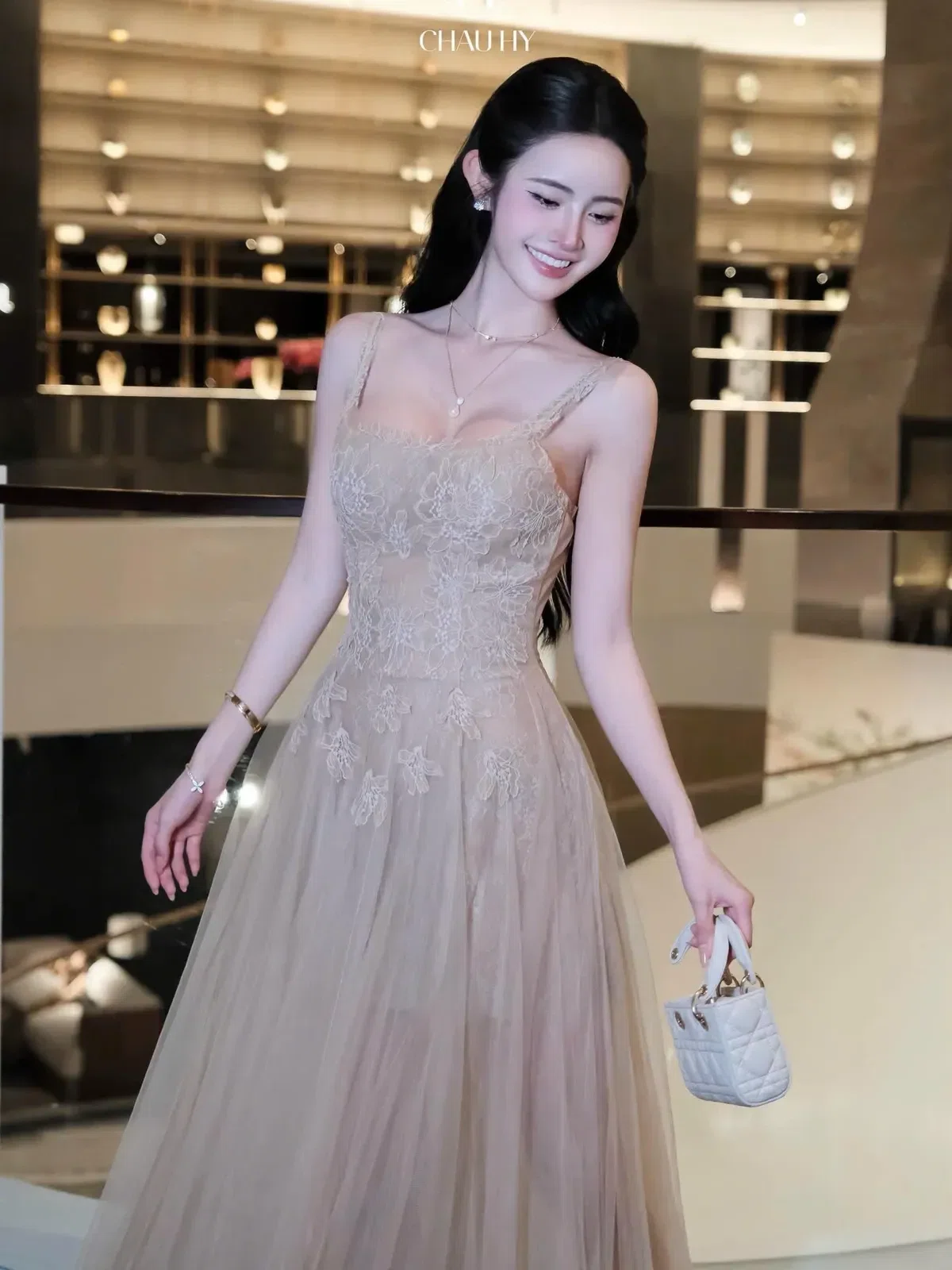 Váy ren nâu kết hoa - Chau Hy V042 Size S 4