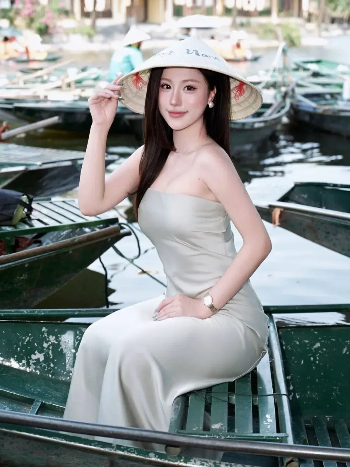 V410-V526 Váy lụa cup XANH size S,M 4
